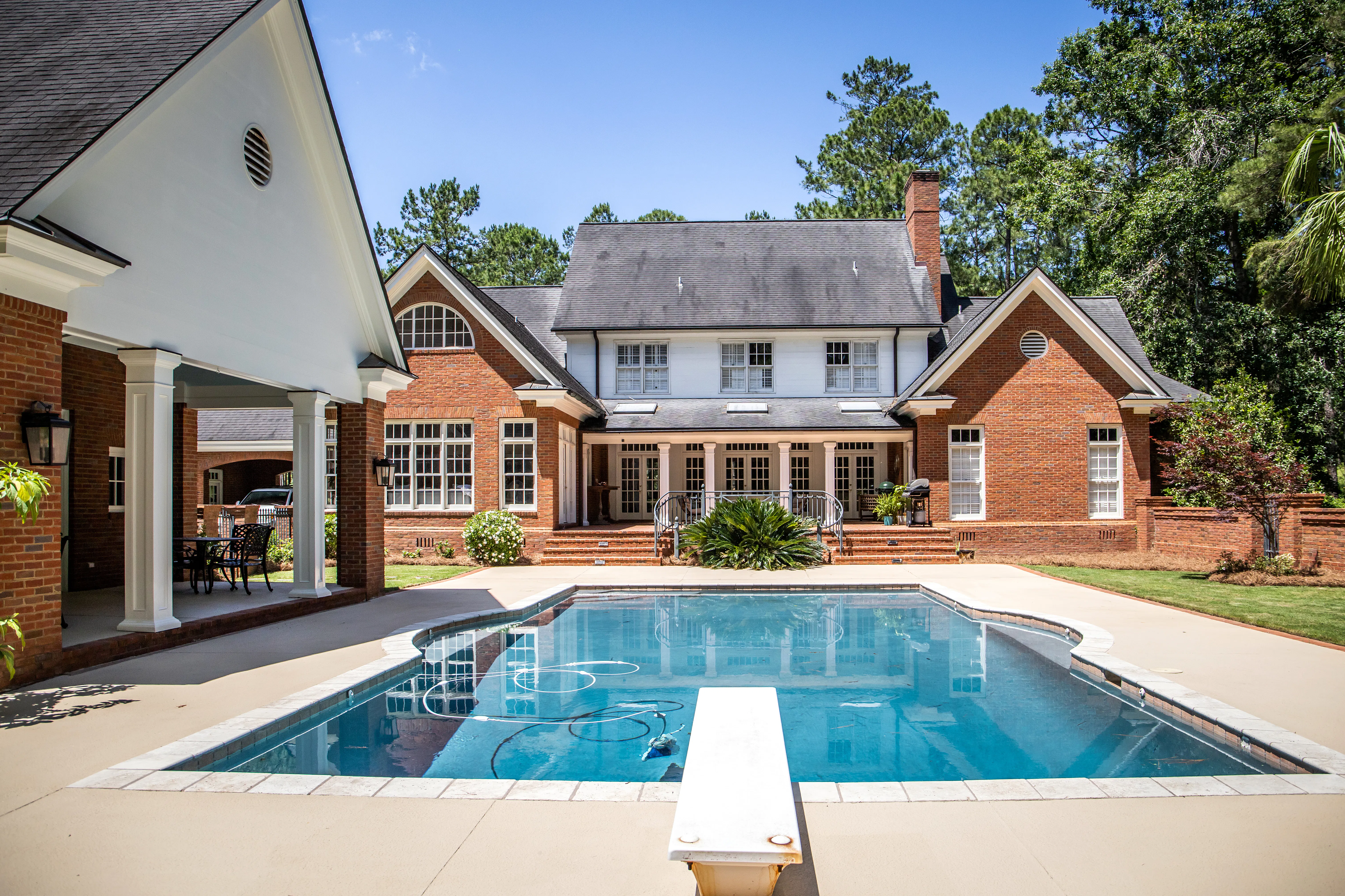 swimming pool along house
