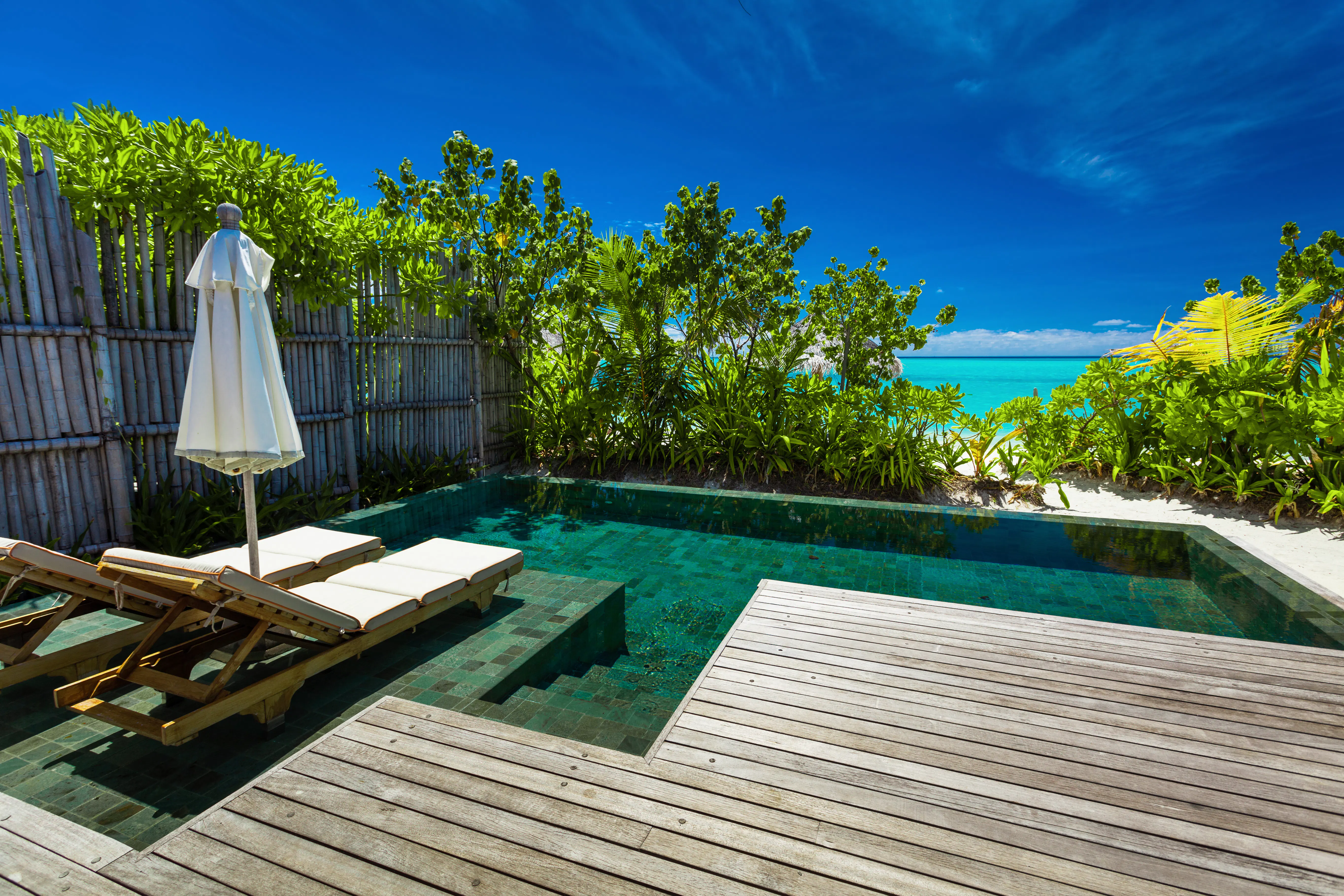 Private pool with view of ocean