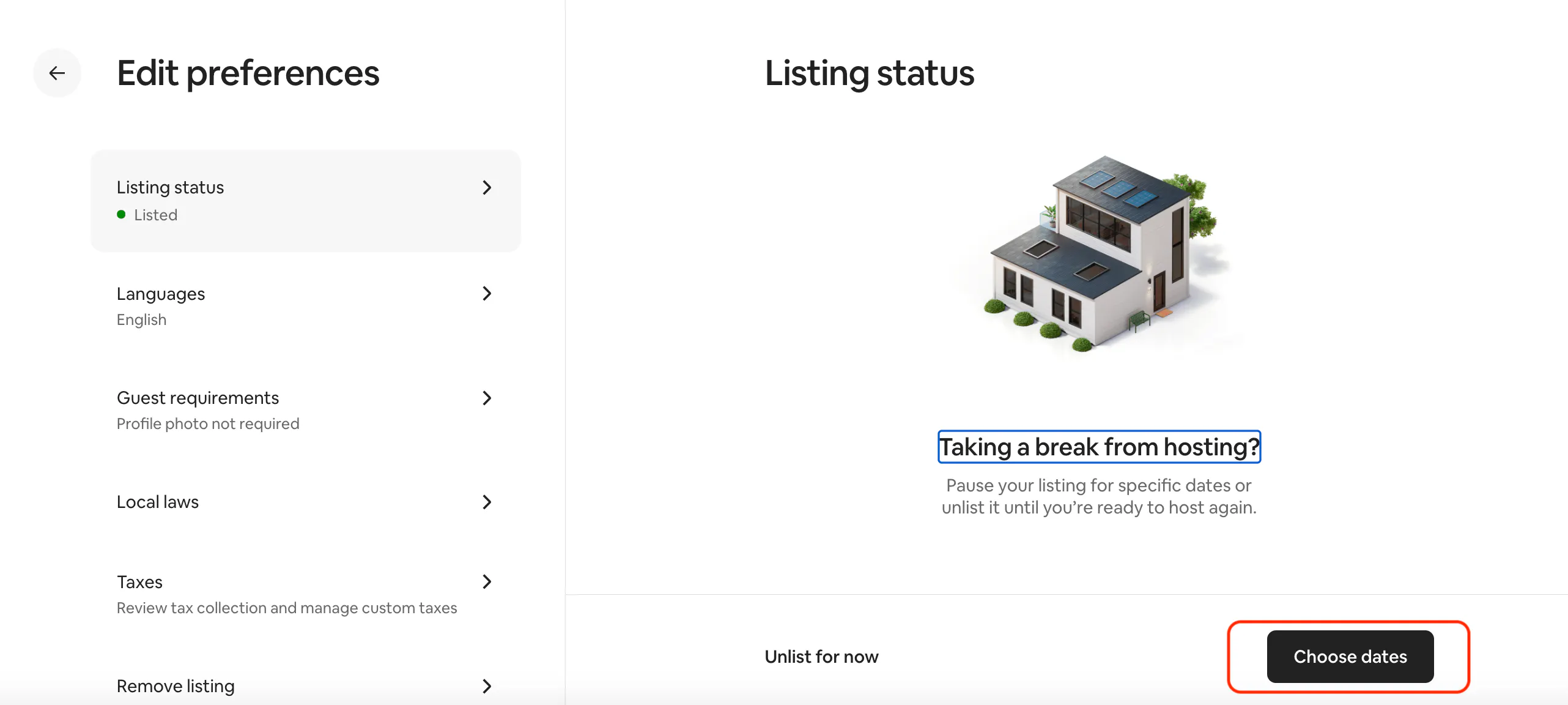 unlisted for specific dates airbnb