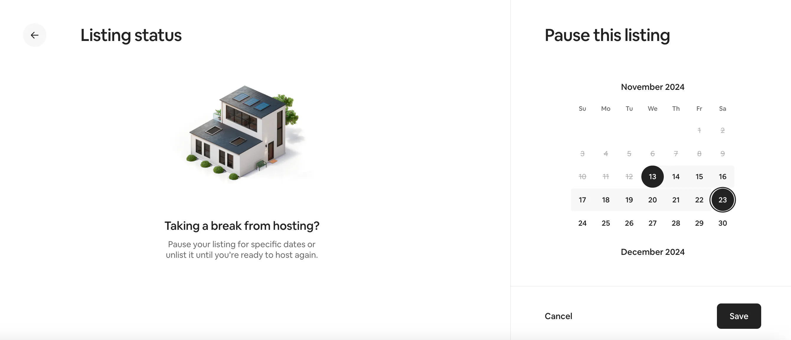 choose unlisted dates airbnb