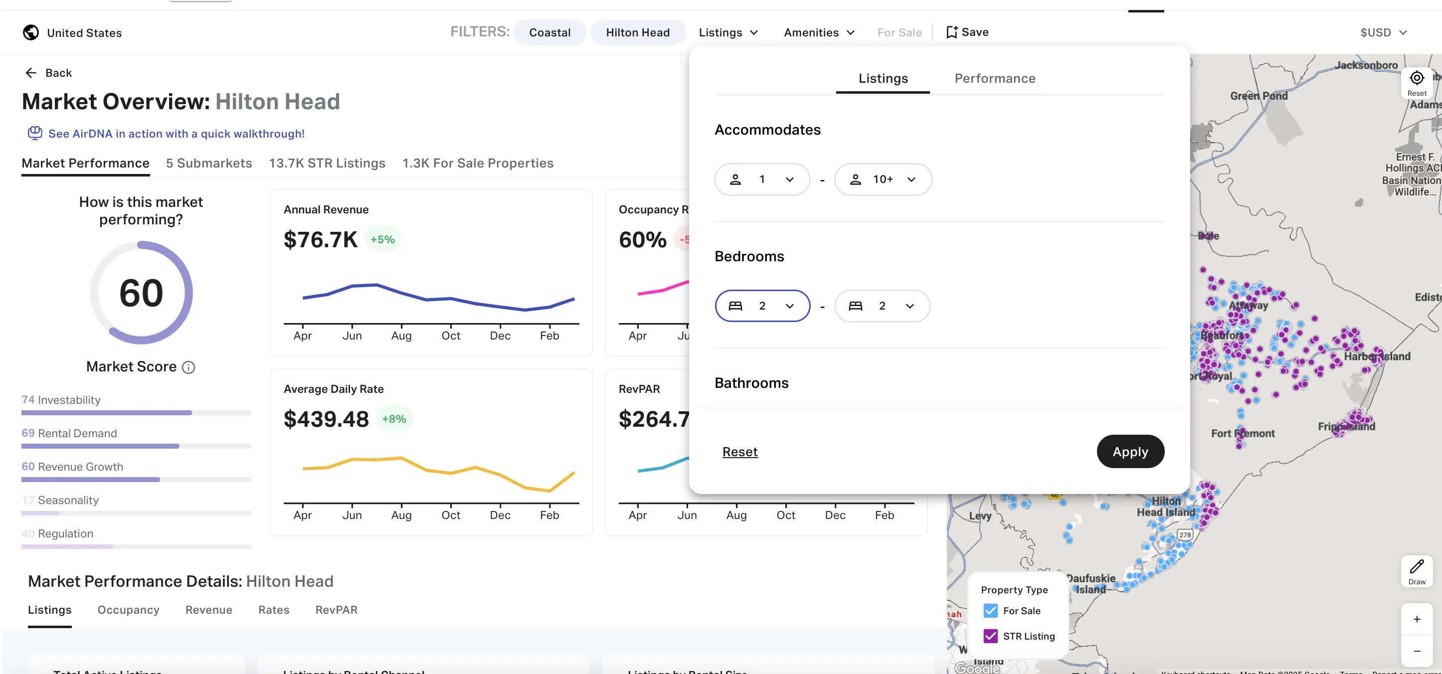 use filters to find listings that meet your criteria