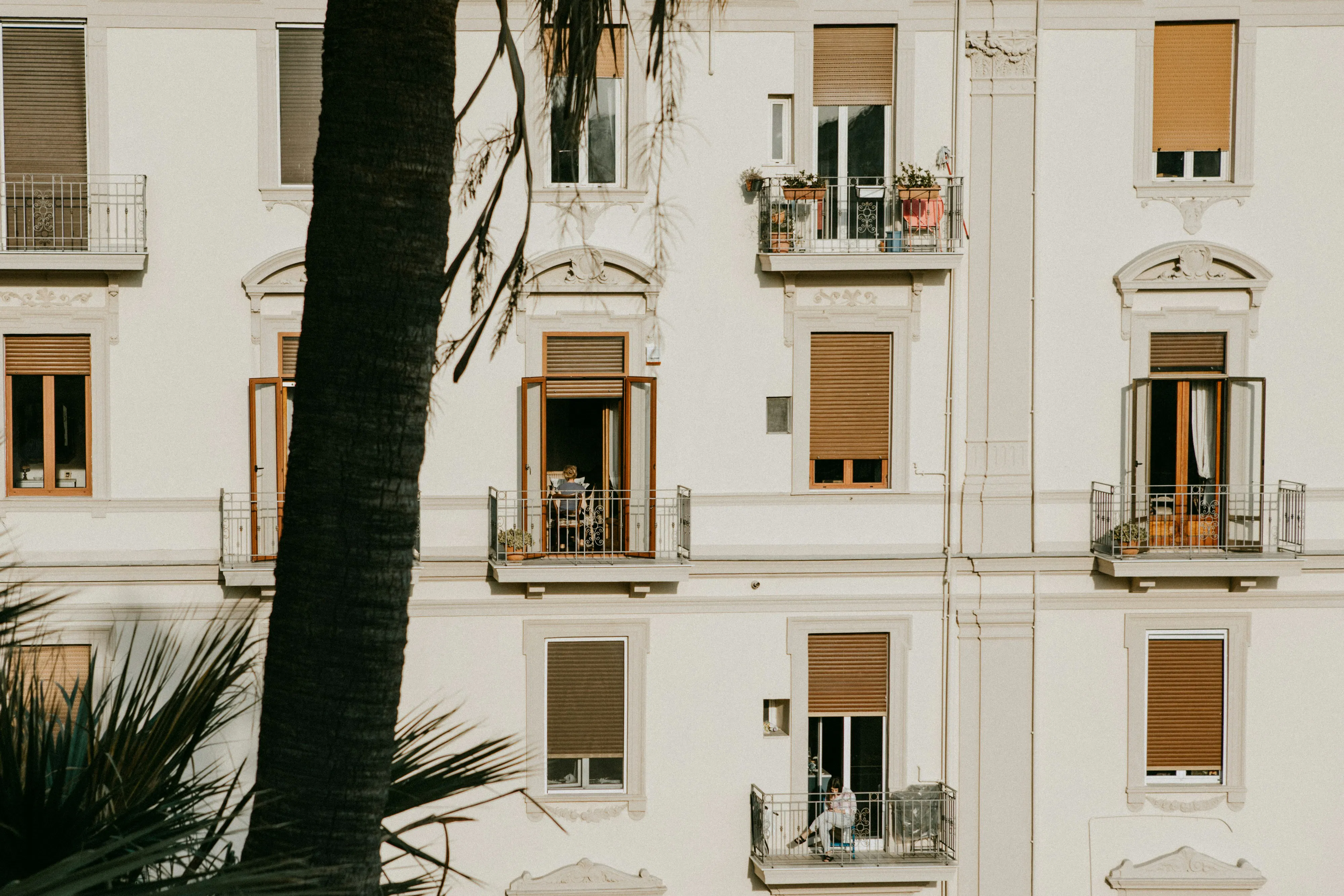Windows and balconies of apartment building