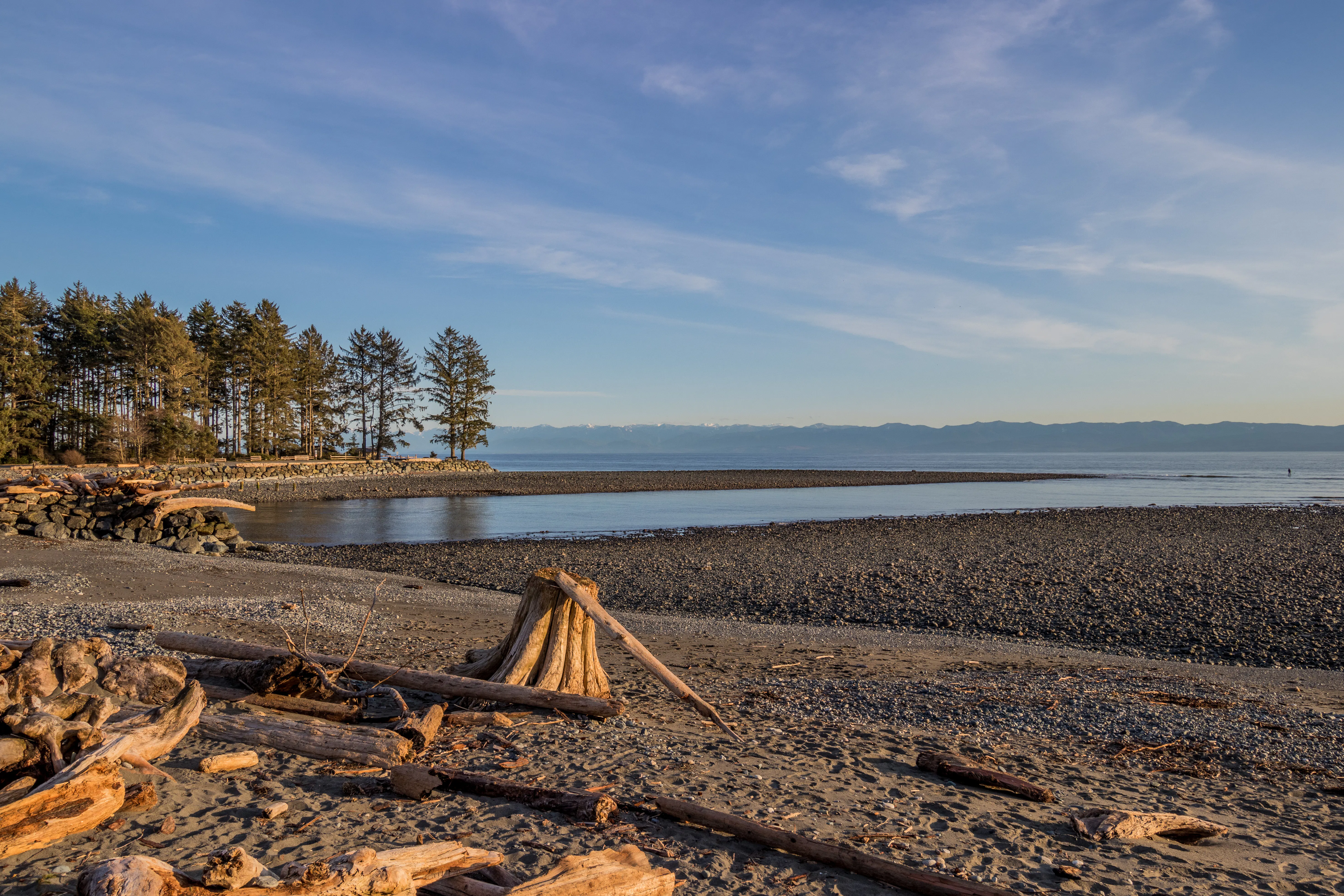 Jordan River Beach in British Columbia, Canada on a sunny spring day