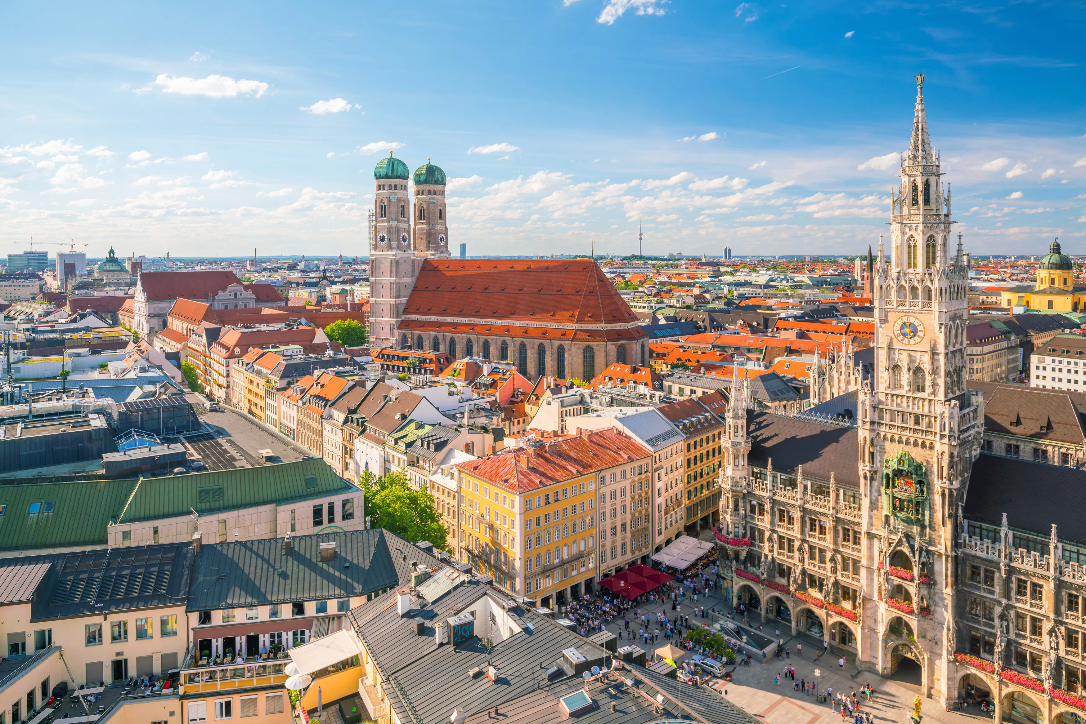 Munich skyline with Marienplatz town hall