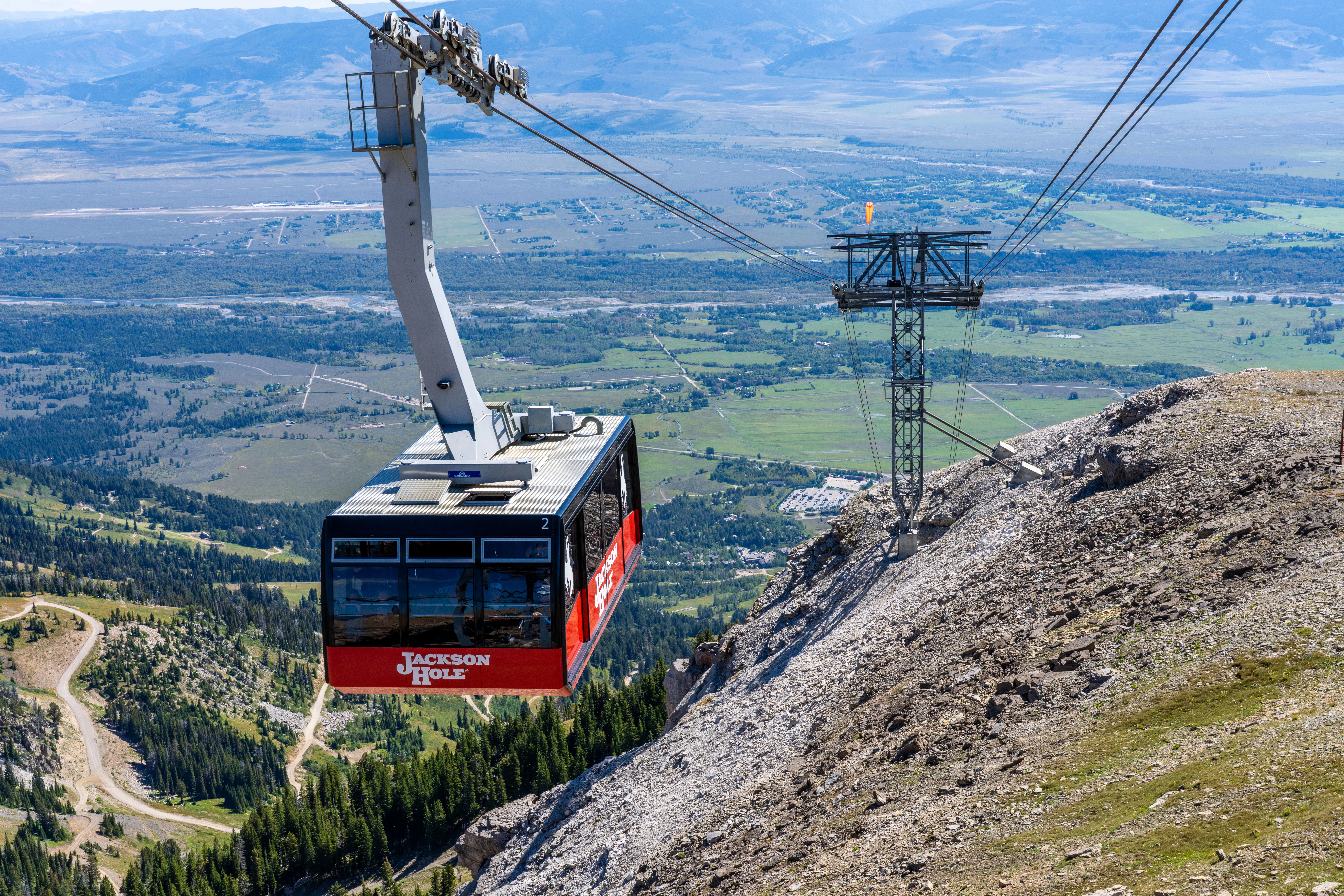 Aerial Tram Taking Visitors and Tourist up to the Mountain in Jackson Hole Wyoming