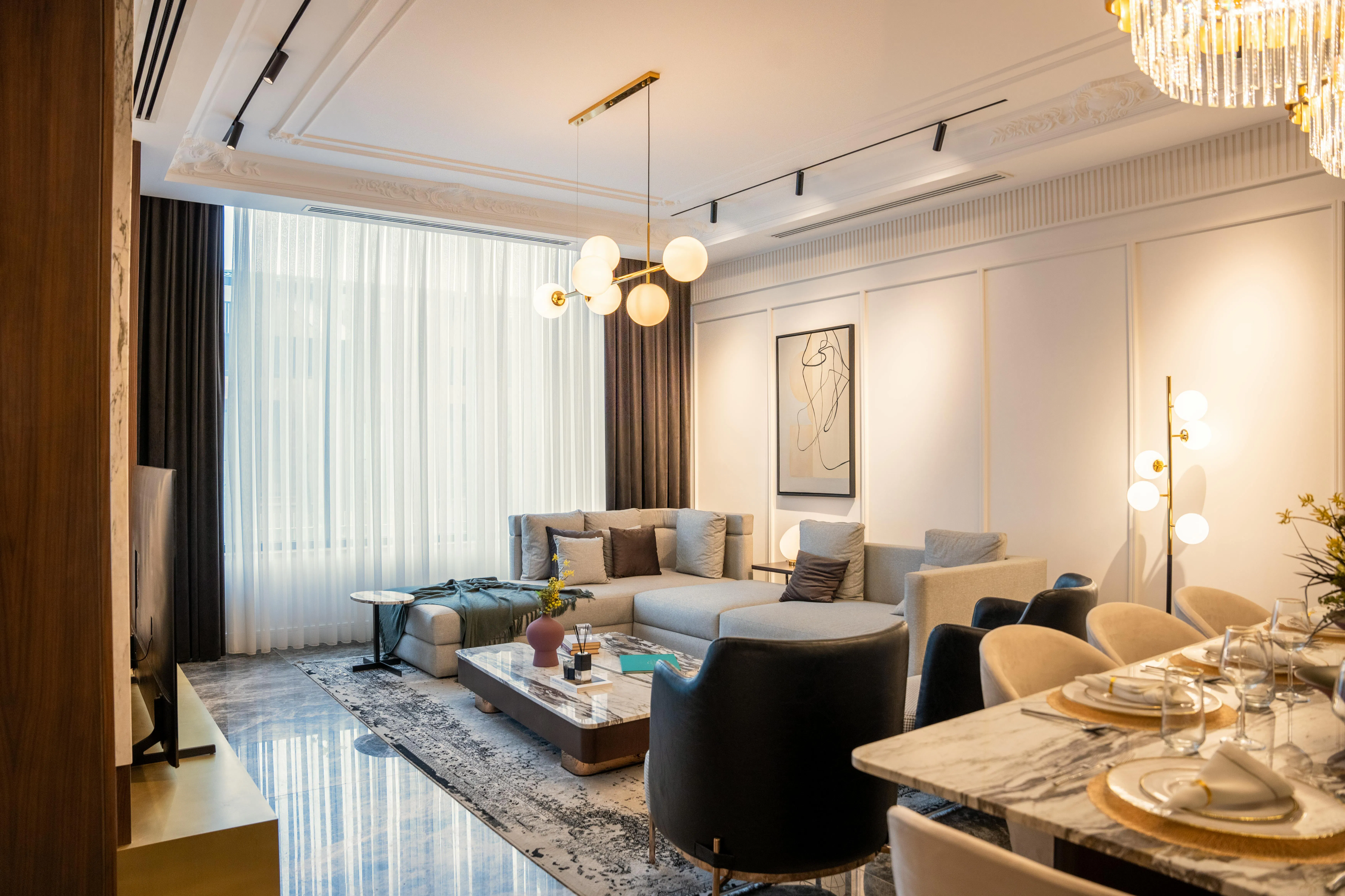 Modern, open-concept living room