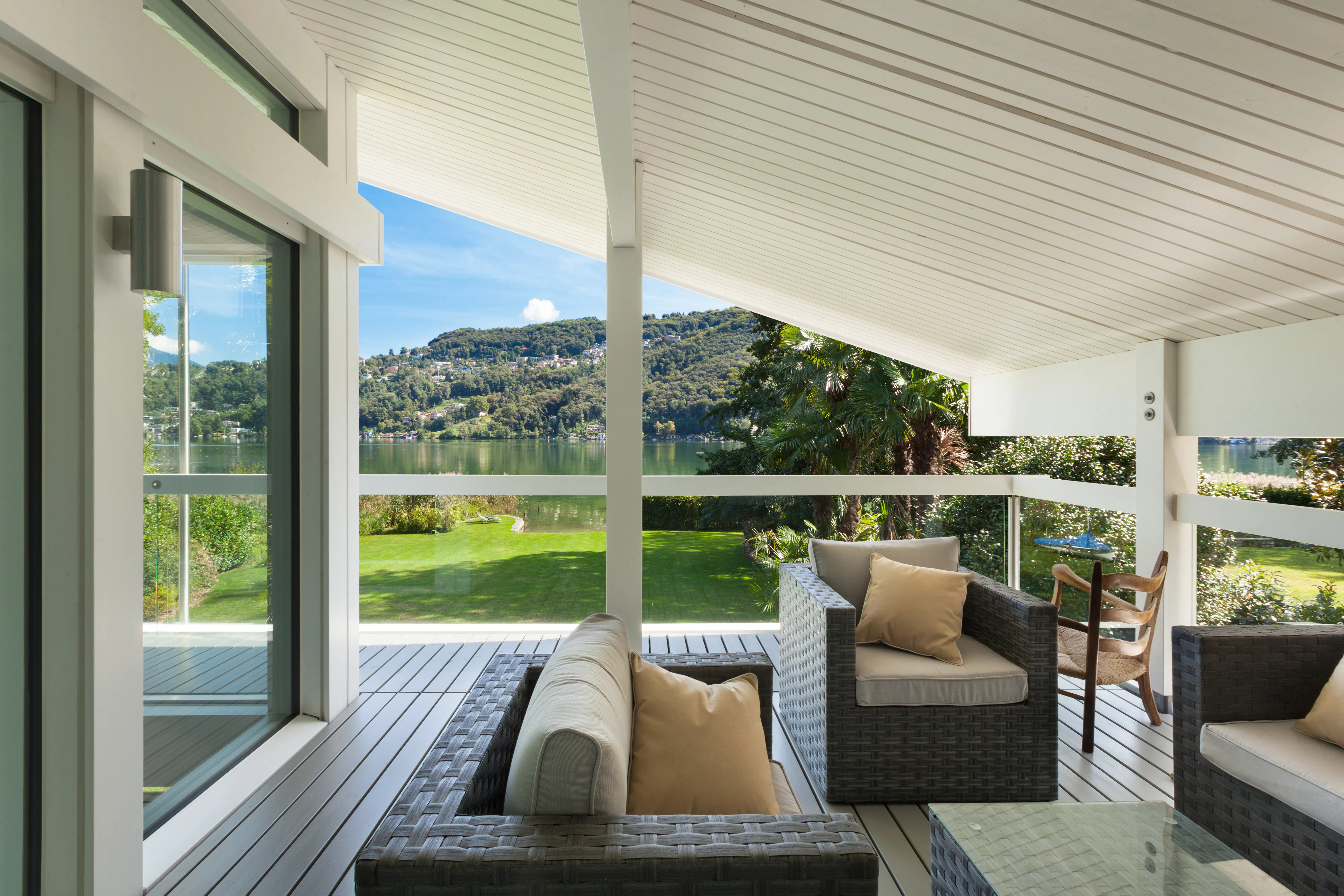 Veranda of lake house
