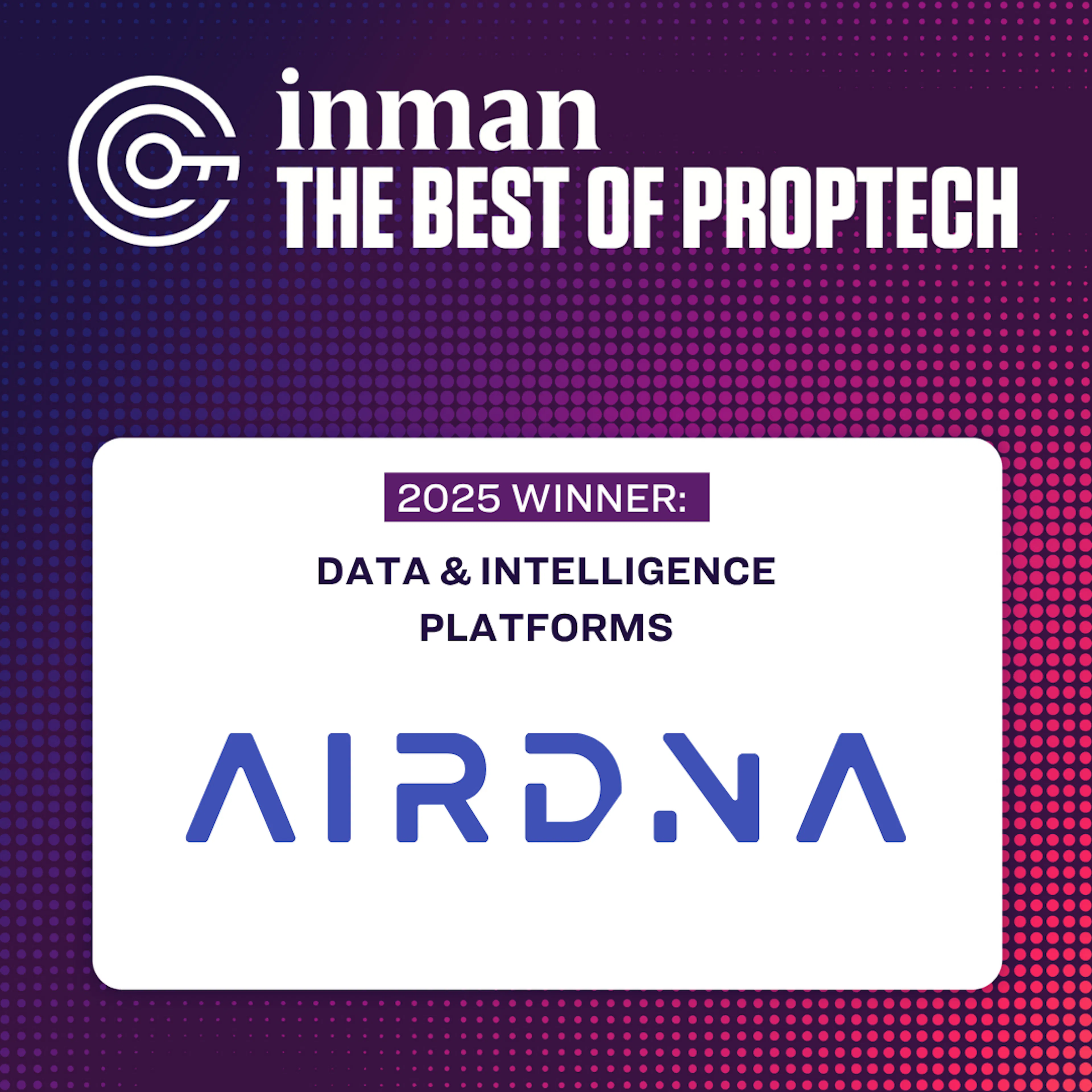 2025 Best of Proptech Awards - AirDNA: Data and Intelligence Platforms.