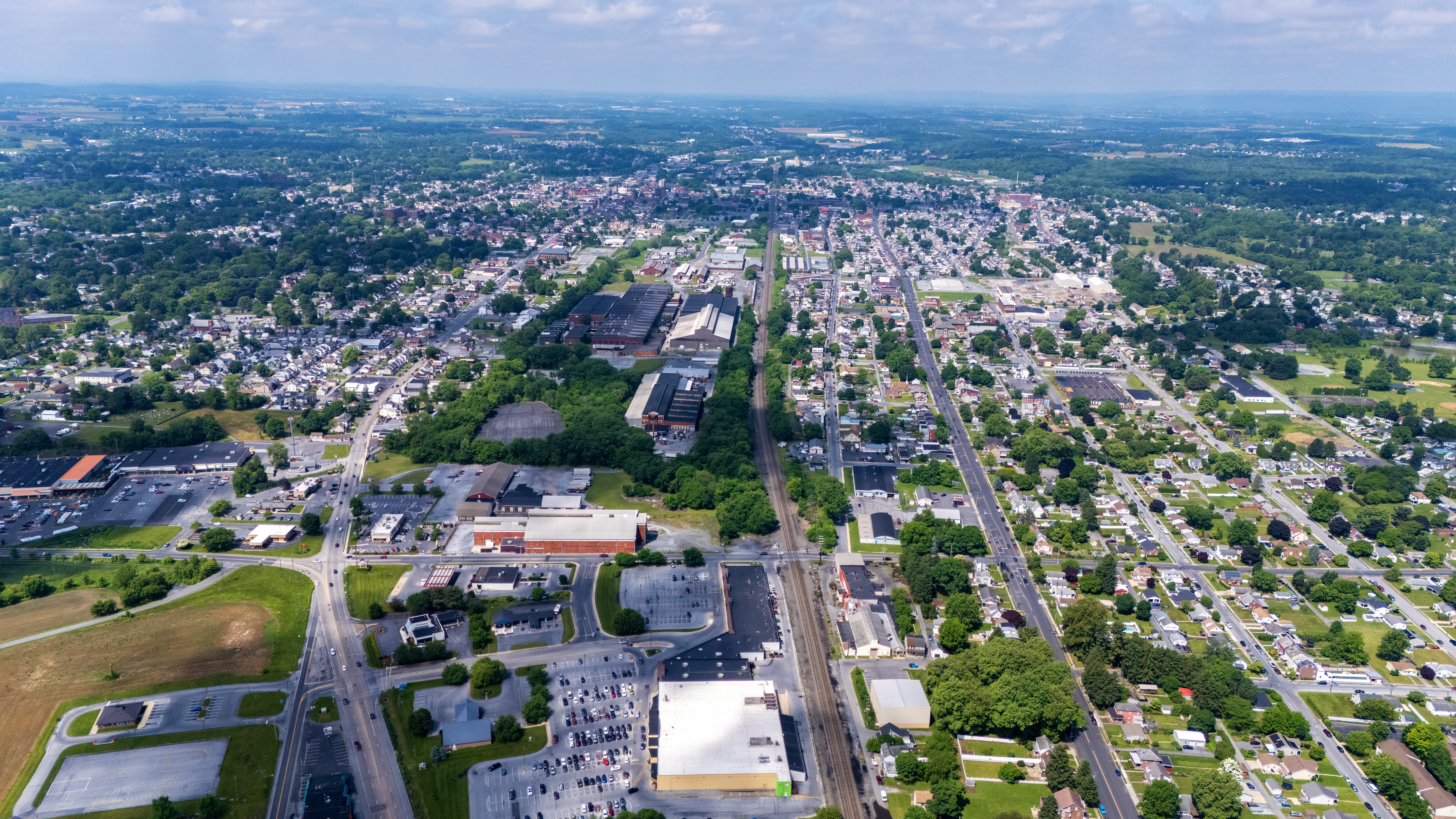 Aerial shot of Lebanon, Pennsylvania