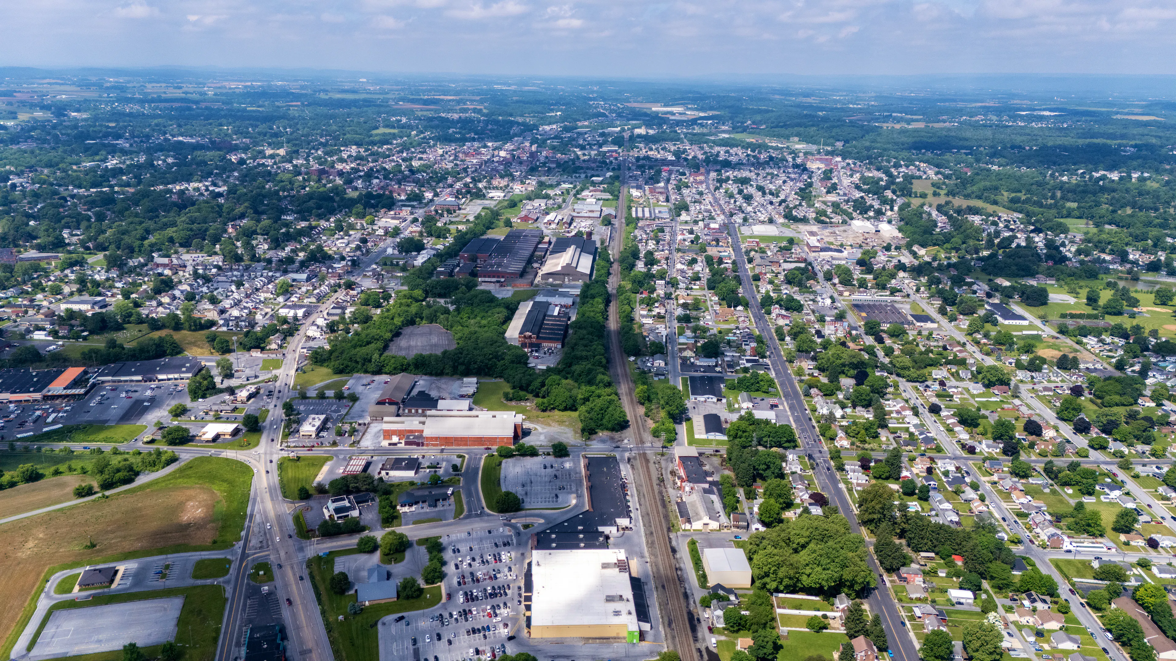 Aerial shot of Lebanon, Pennsylvania