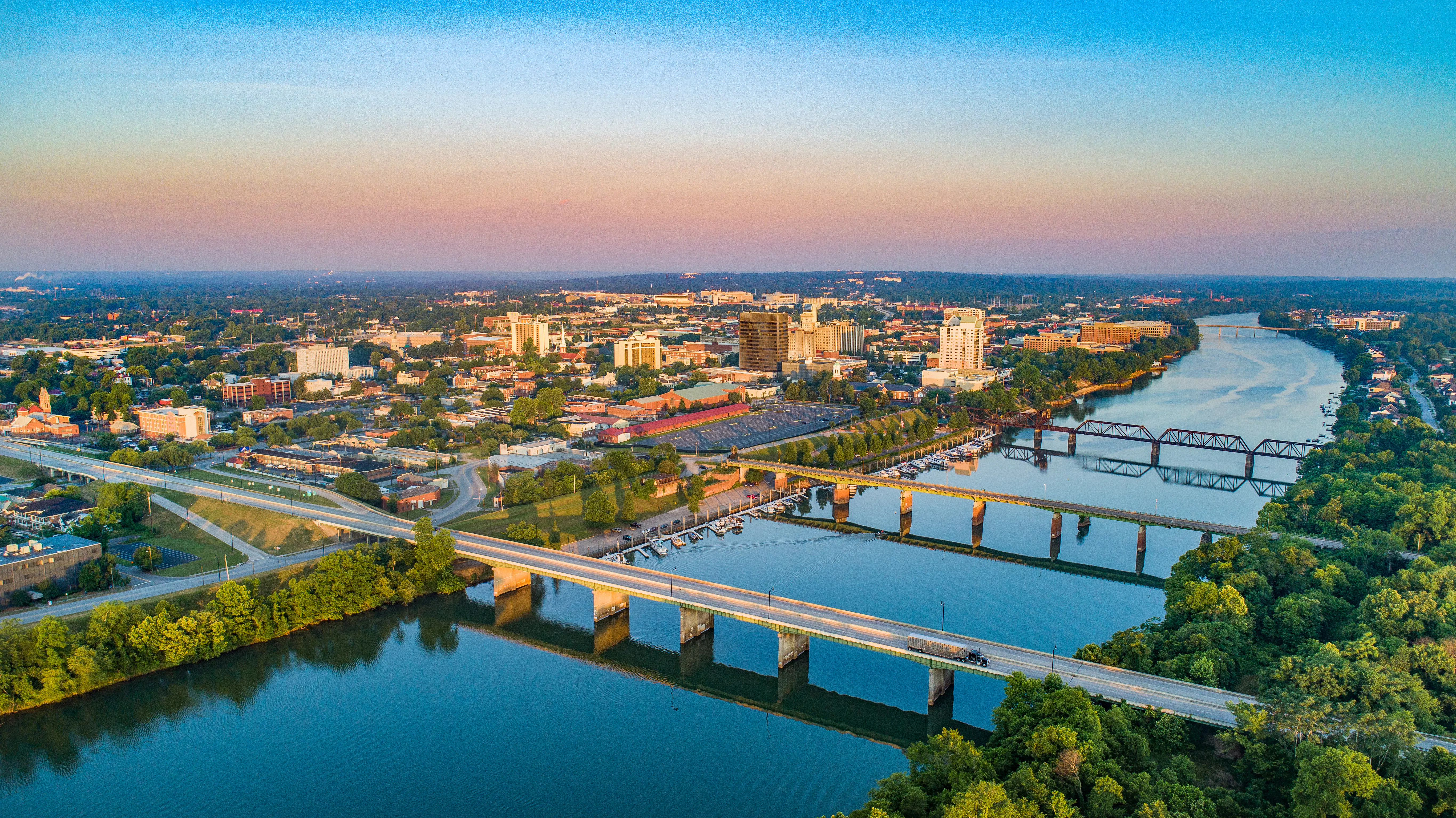 Aerial shot of Augusta GA