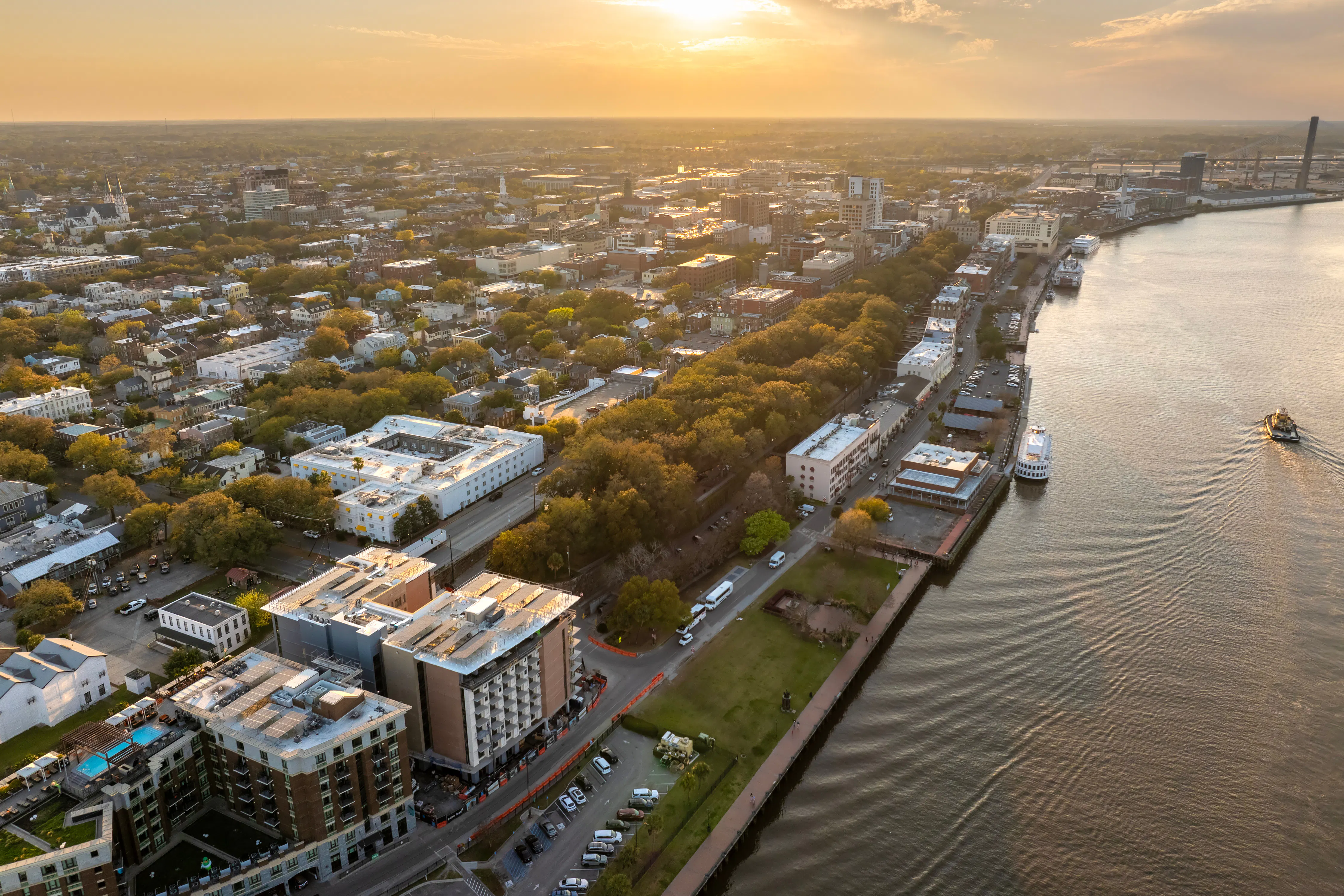 Savannah Georgia aerial shot