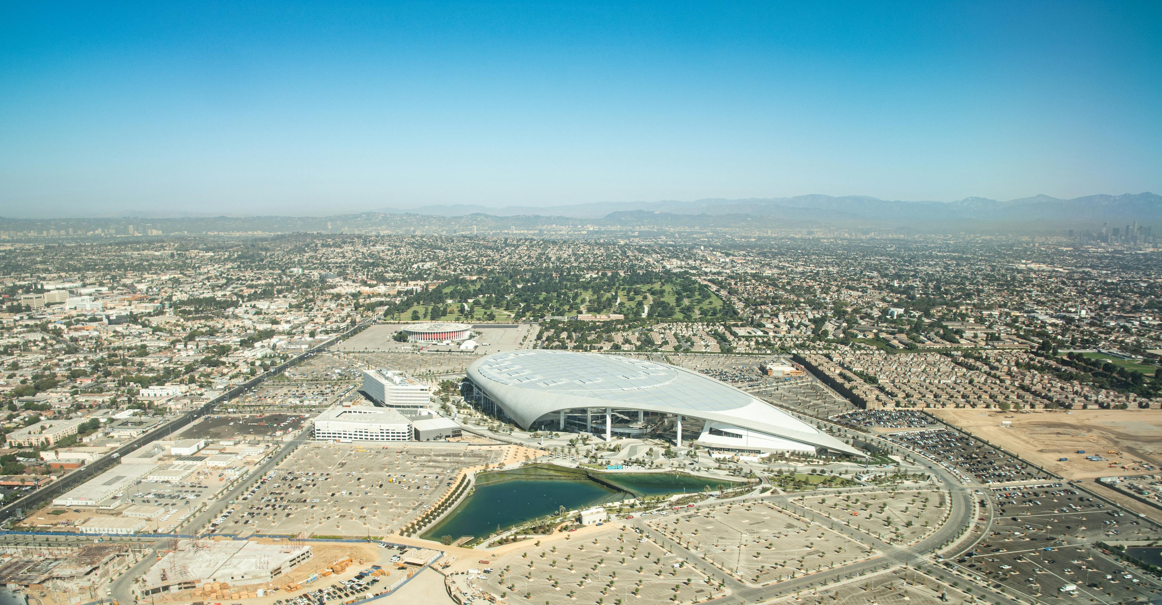 Aerial View of SoFi Stadium in Los Angeles