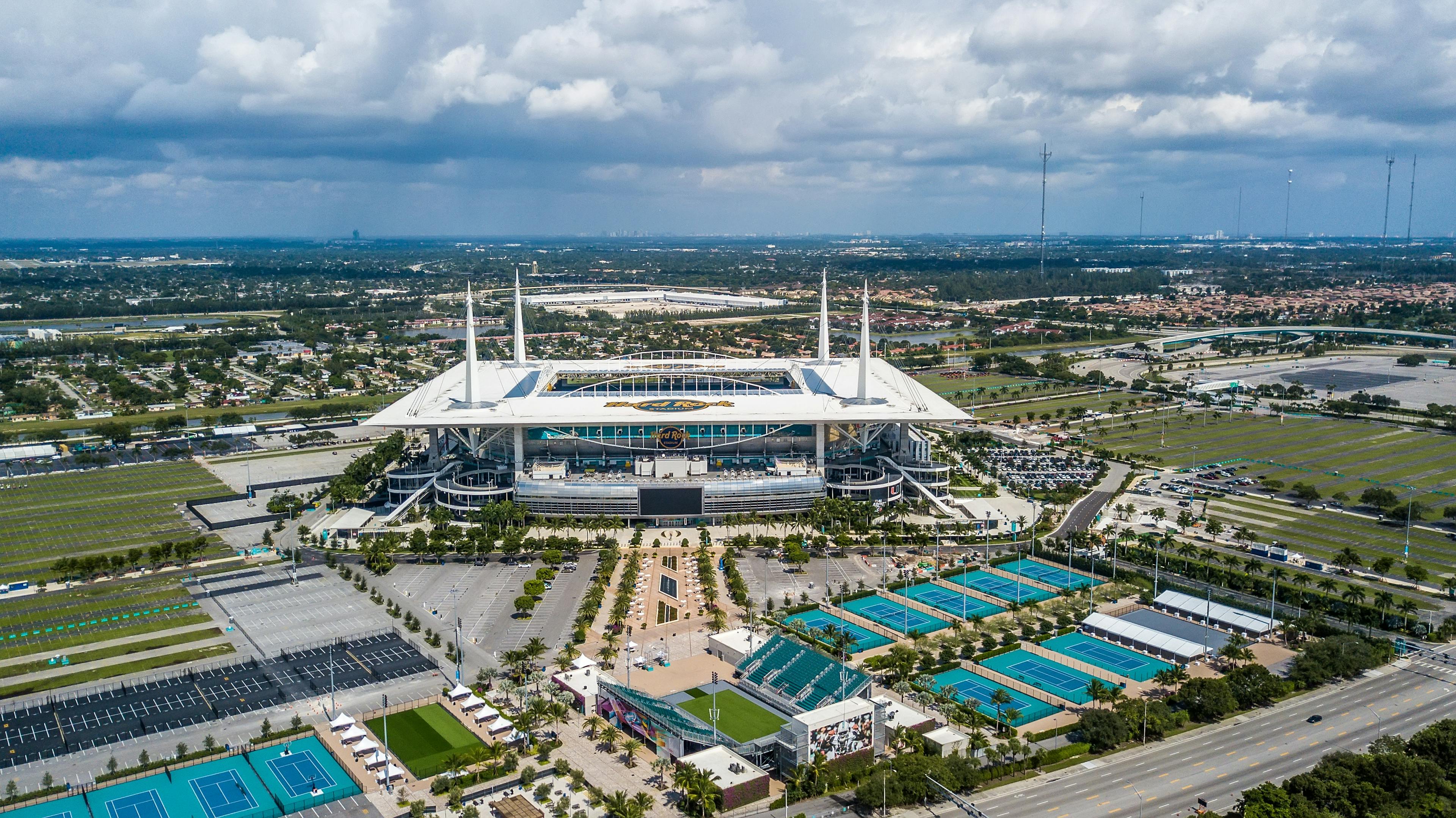 Aerial view of Hard Rock Stadium which will host the 2026 World Cup games