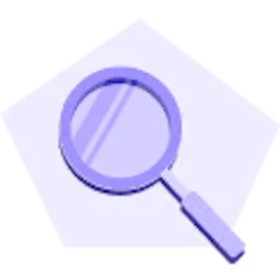Purple magnifying glass illustration