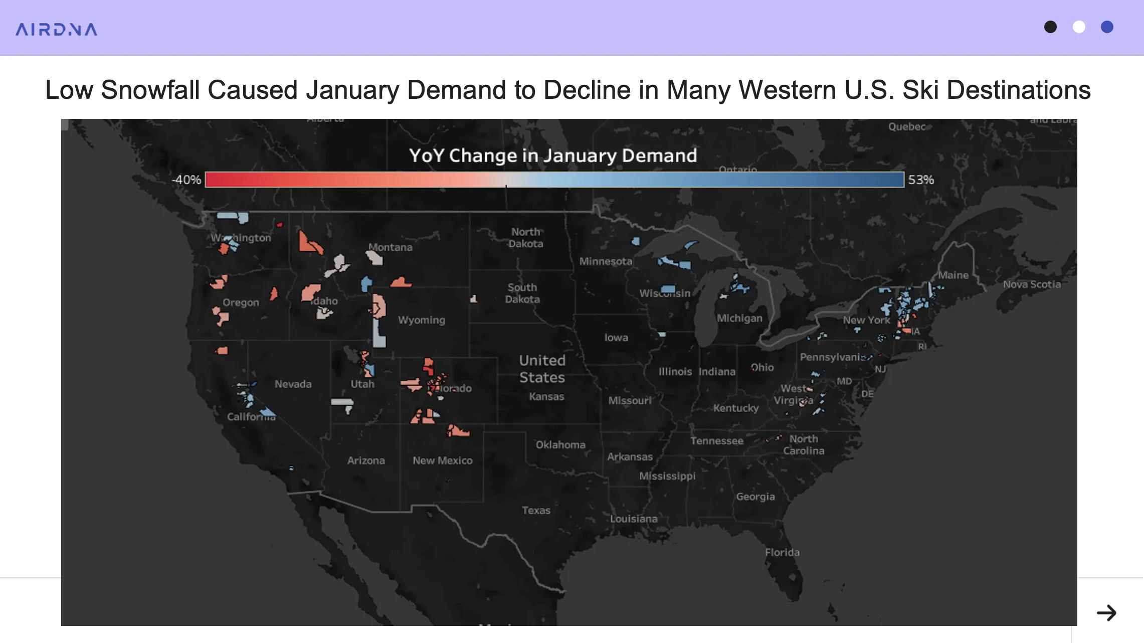 Low Snowfall Caused January Demand to Decline in Many Western U.S. Ski Destinations