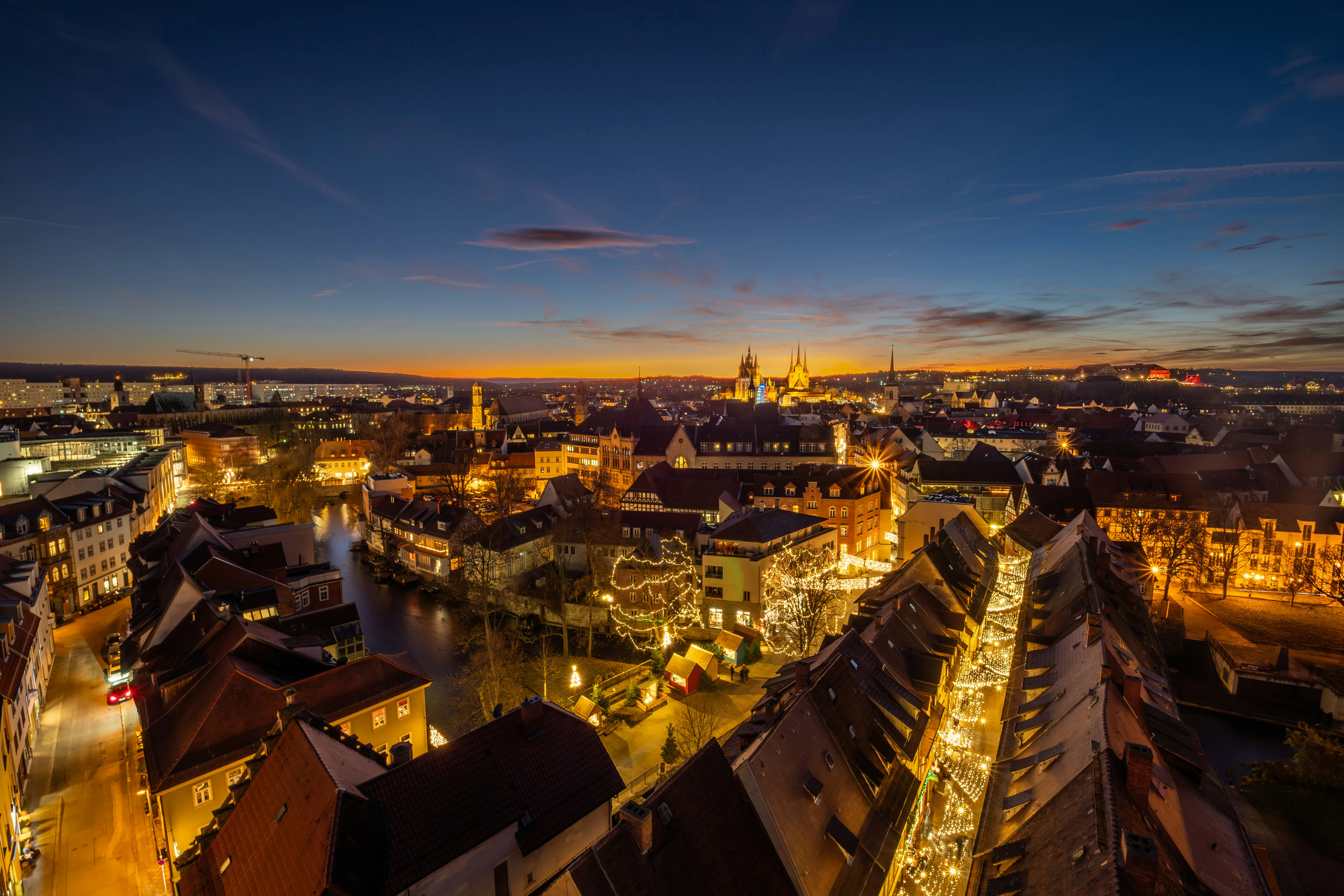 Nachtansicht von Erfurt, Deutschland