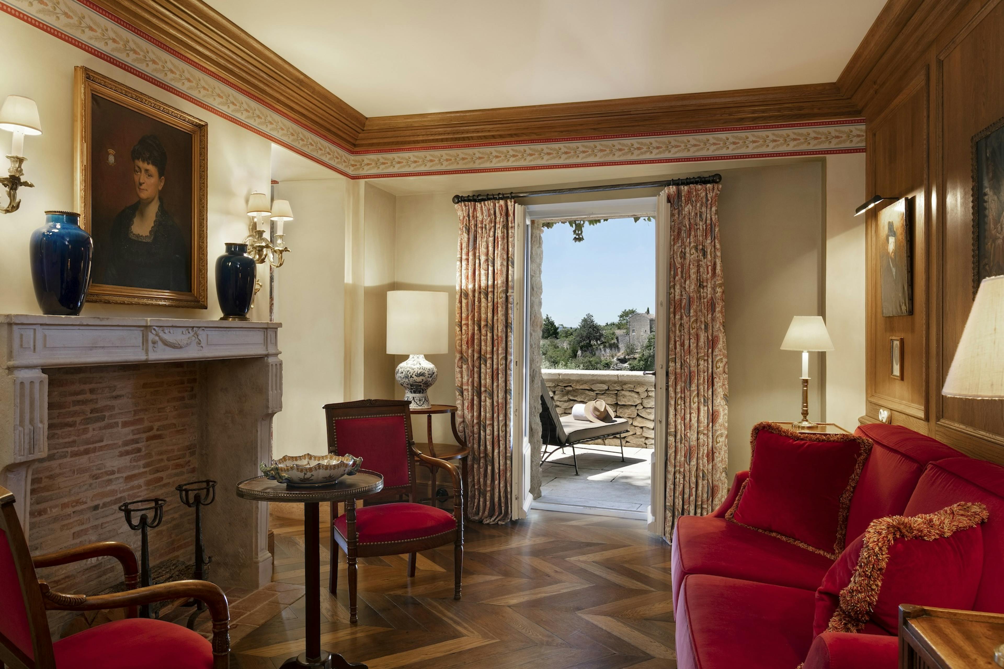 Salon Suite à une Chambre Terrasse hotel de luxe Airelles Gordes La Bastide 