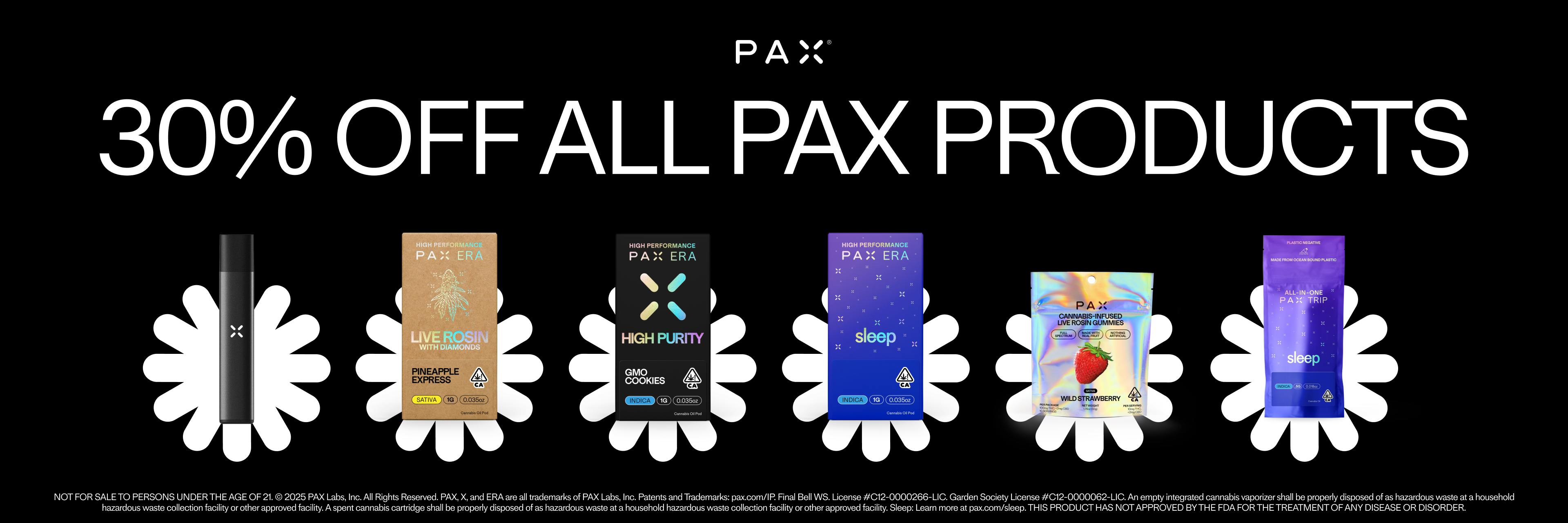30% off all Pax Products