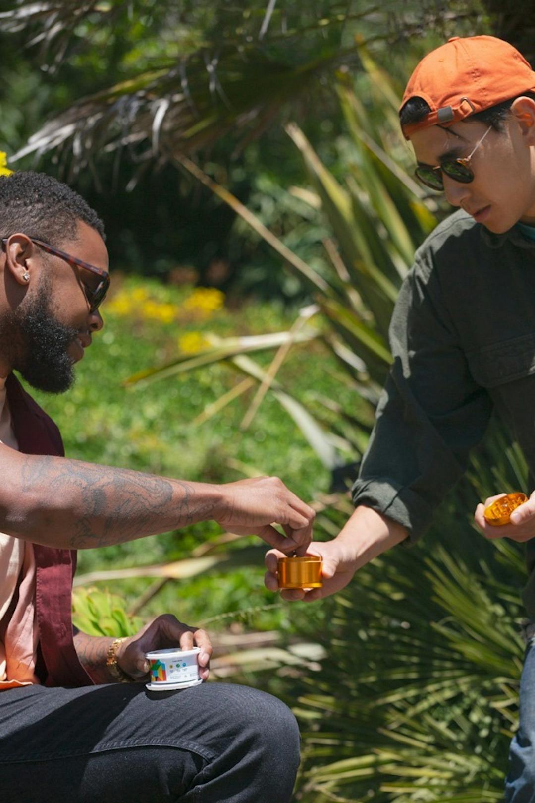 Two people sharing cannabis