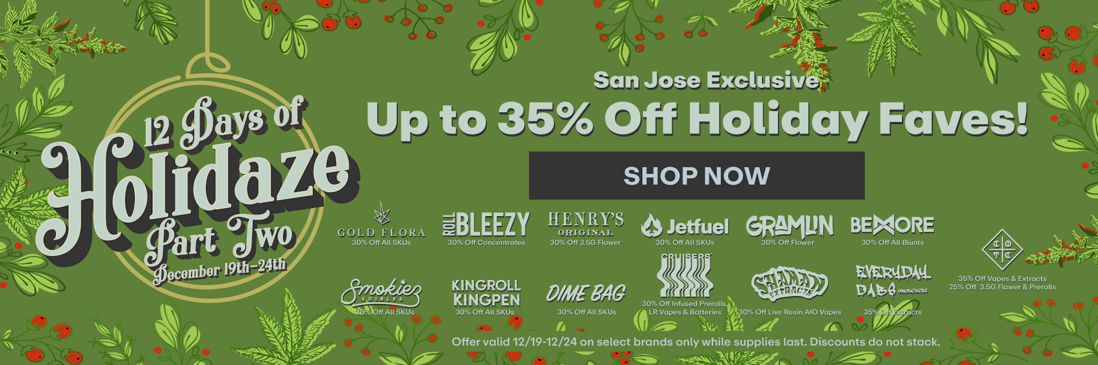 12 Days of Holidaze - Up to 35% off Banner 