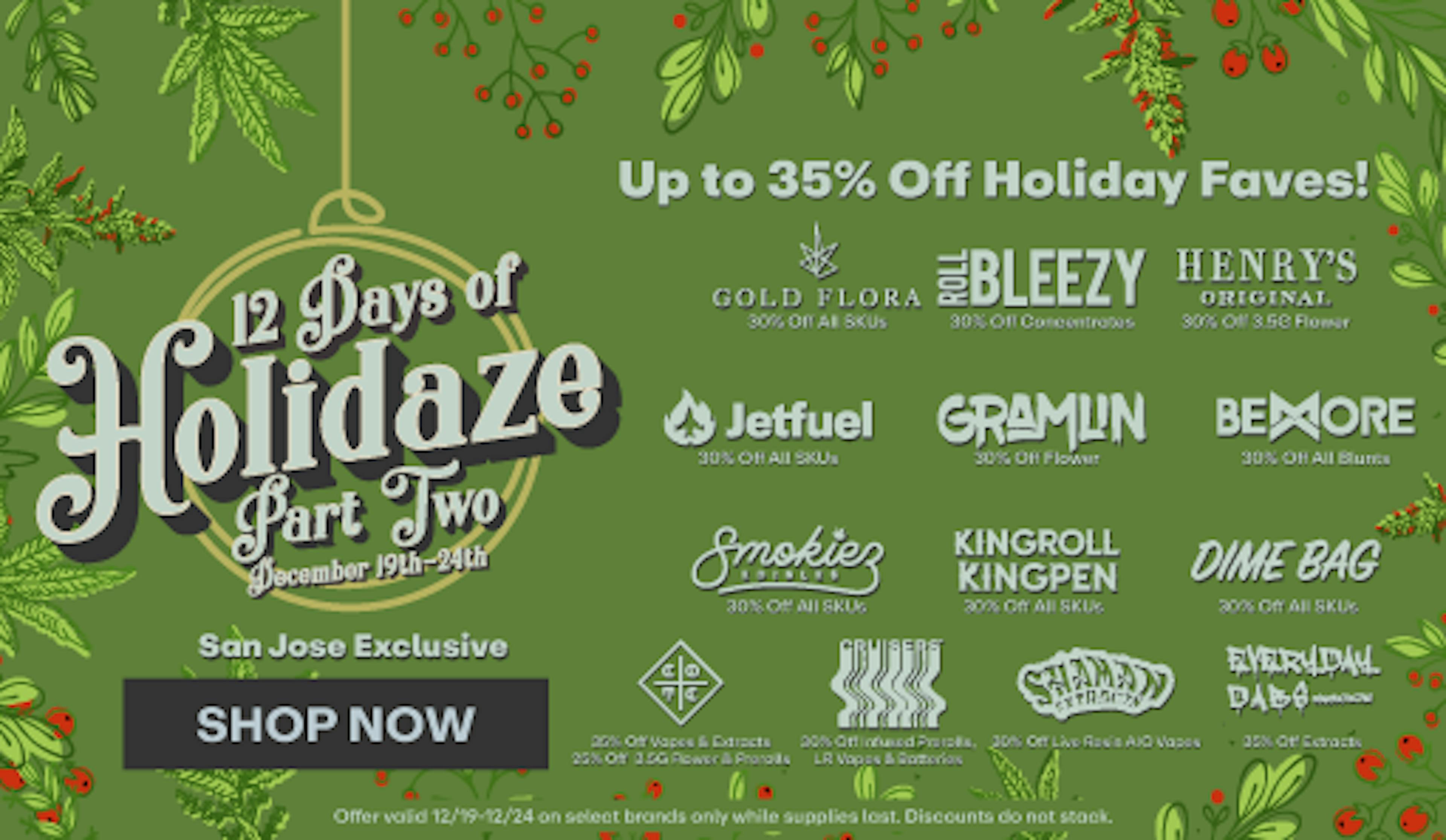 12 Days of Holidaze - Up to 35% off Banner 