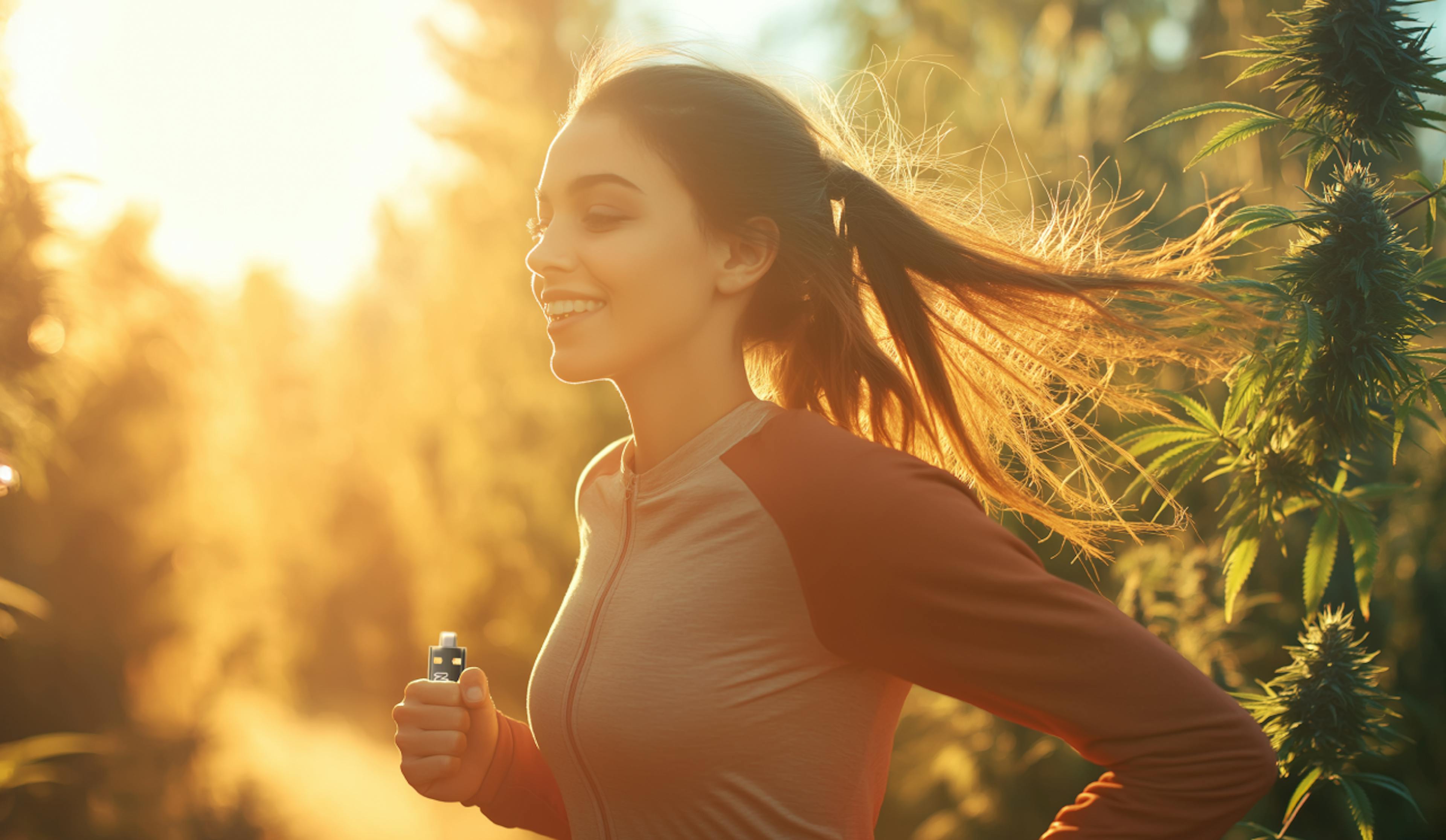 Girl Running through a weed farm - New Year, New You: How Cannabis Can Enhance Your Fitness Journey