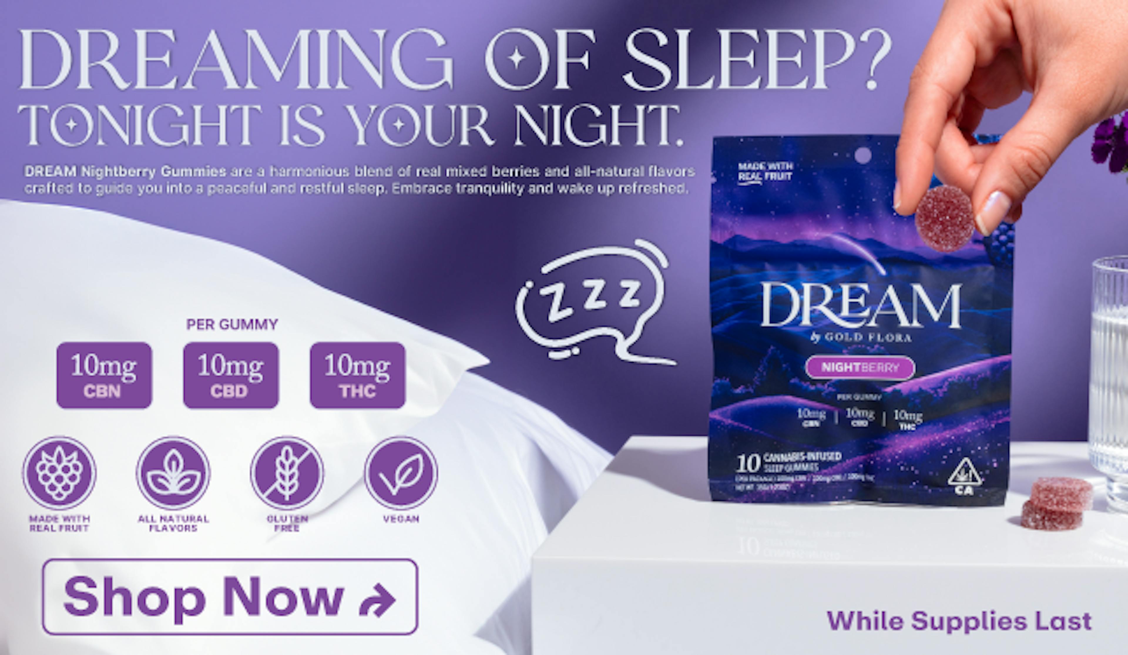 Dreaming of Sleep? Tonight is your Night - Gold Flora Sleep Gummies 