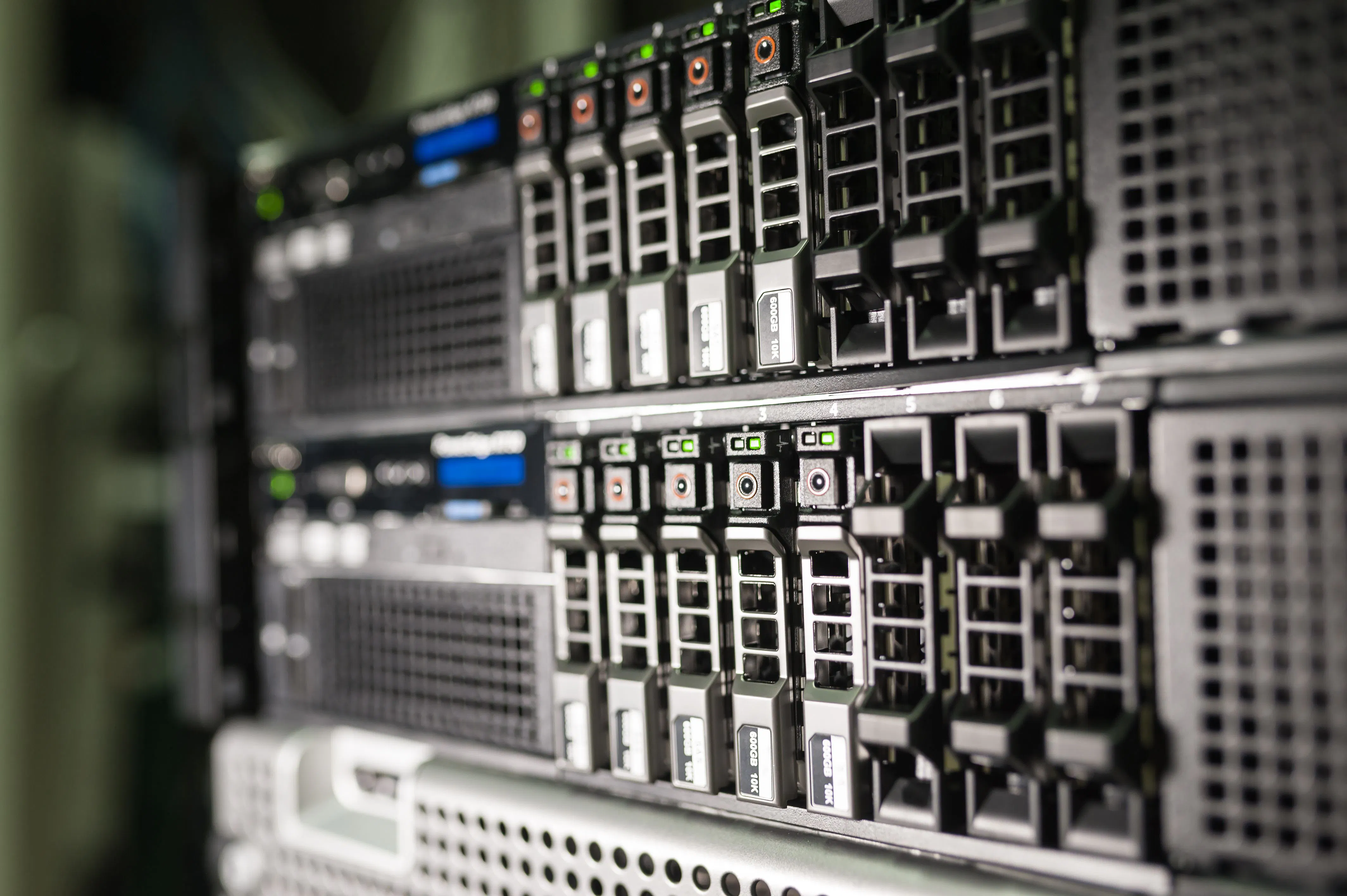 Server rack in a modern data center representing cloud infrastructure subject to state GovRAMP requirements