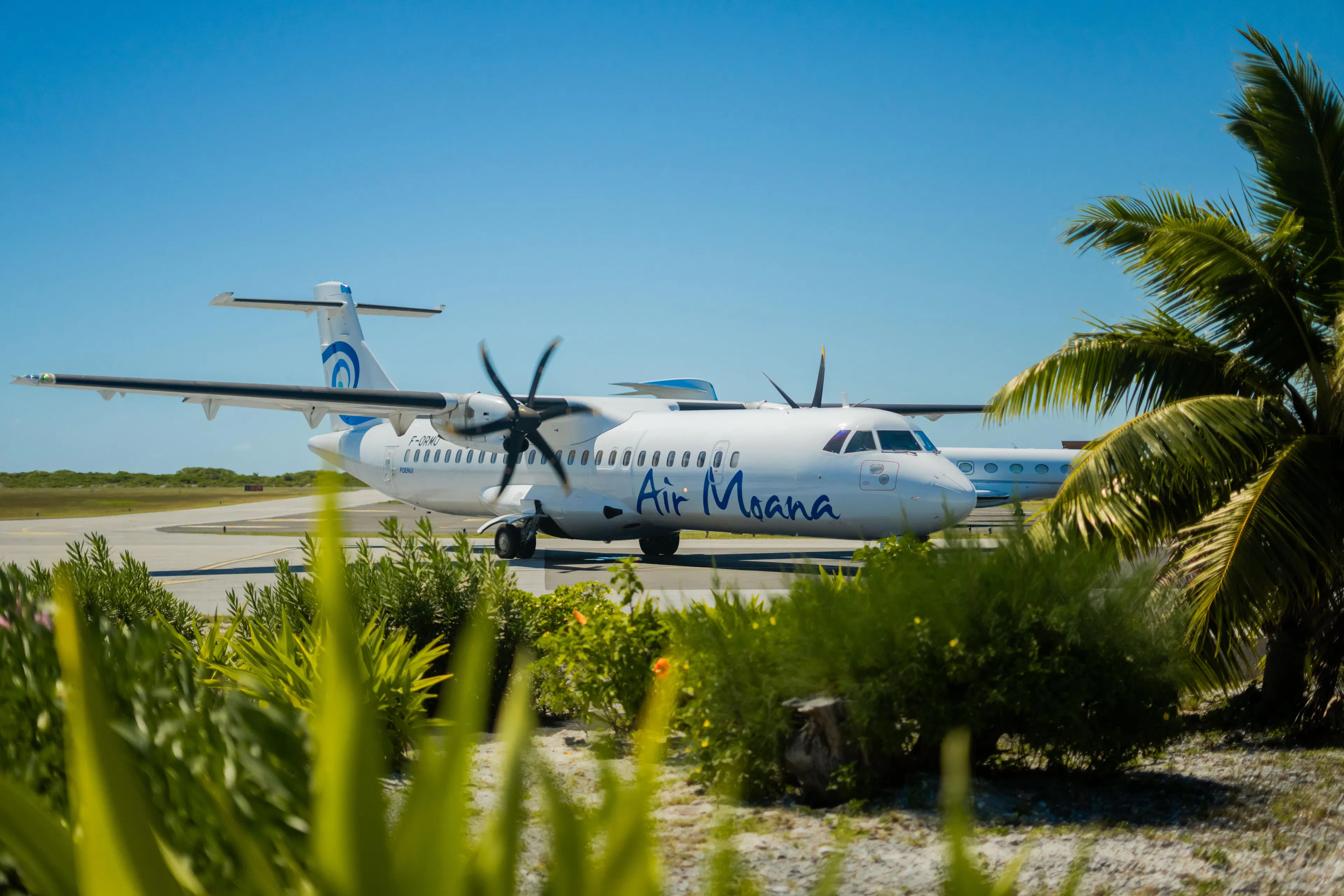 Plane on tarmac on Bora Bora Island