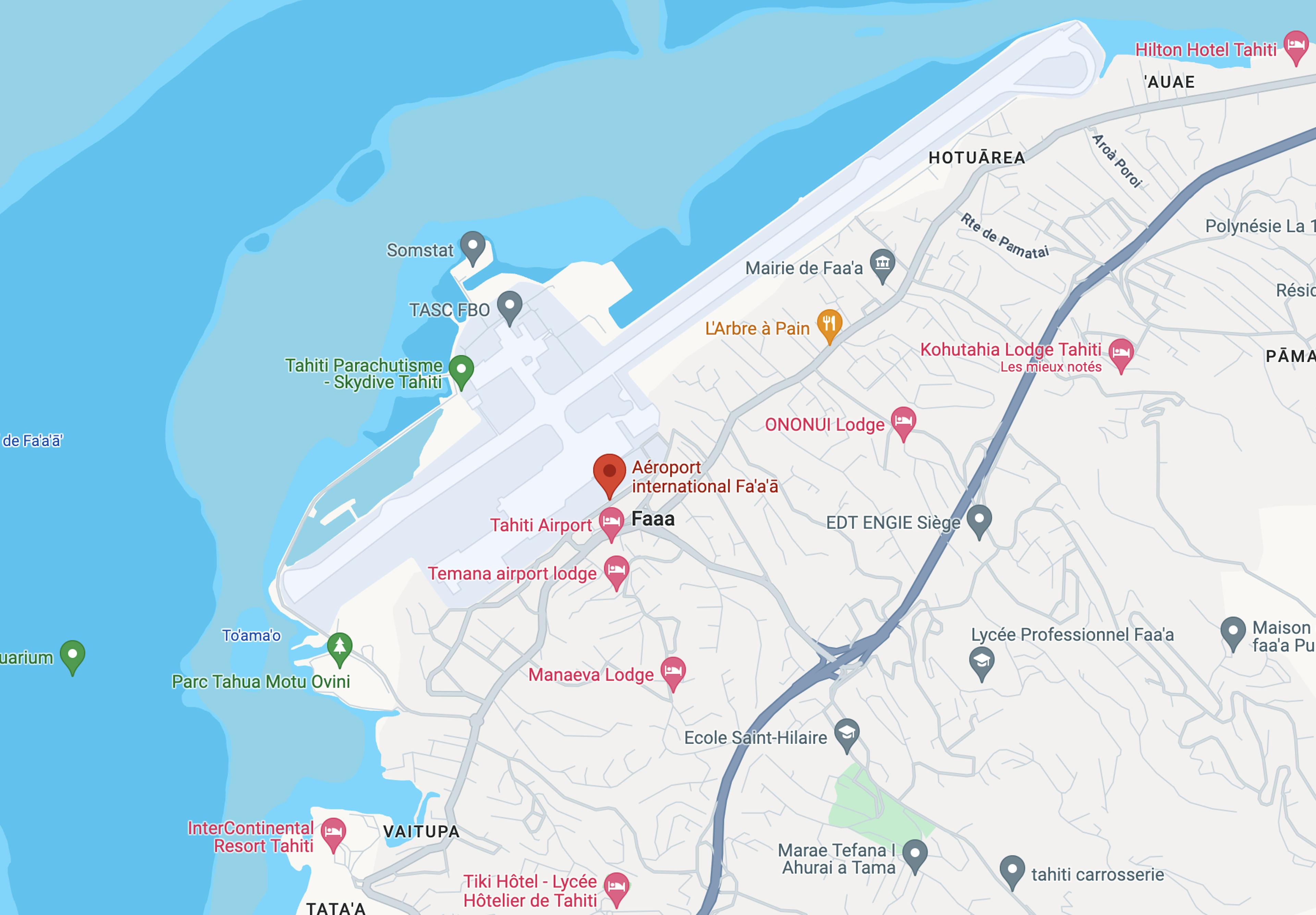 Tahiti airport position