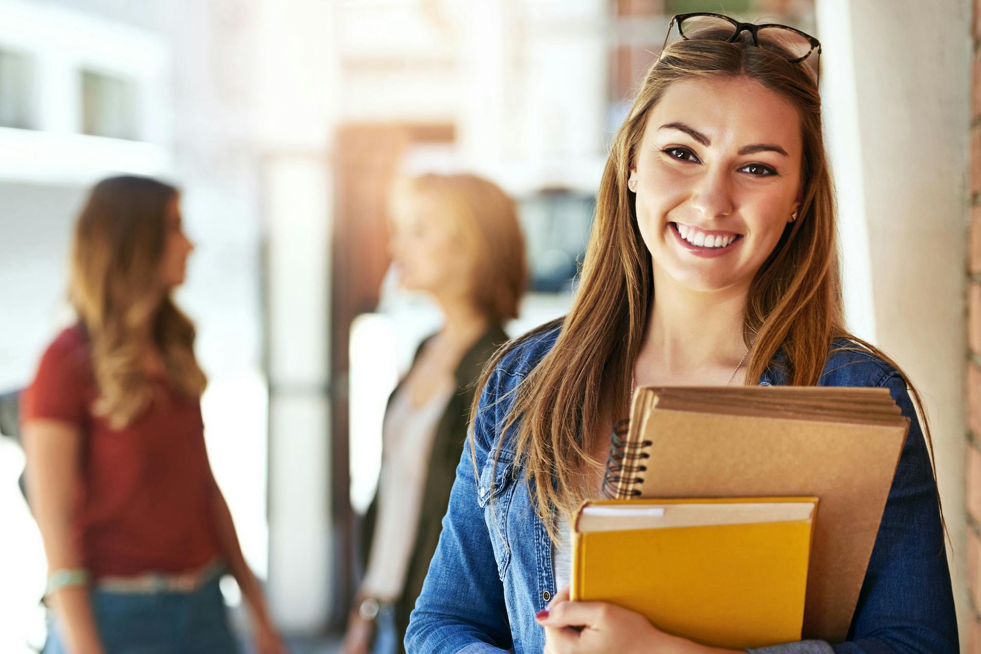 Student holding books