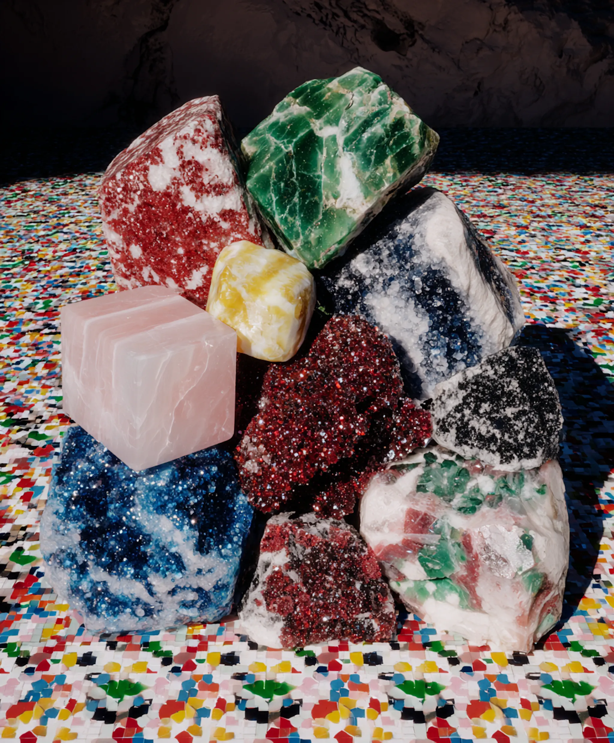 cube de pierres colorés