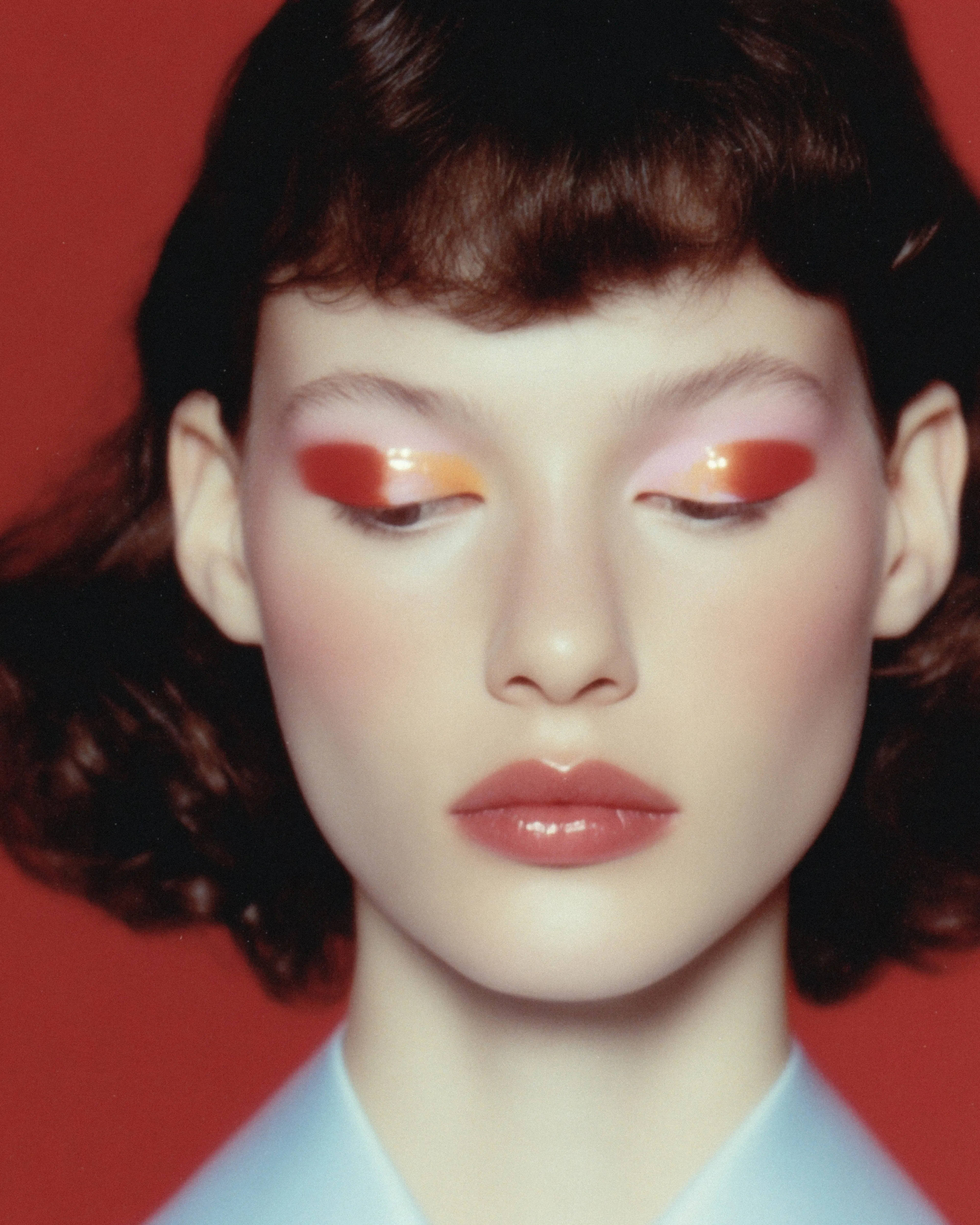 woman with red makeup