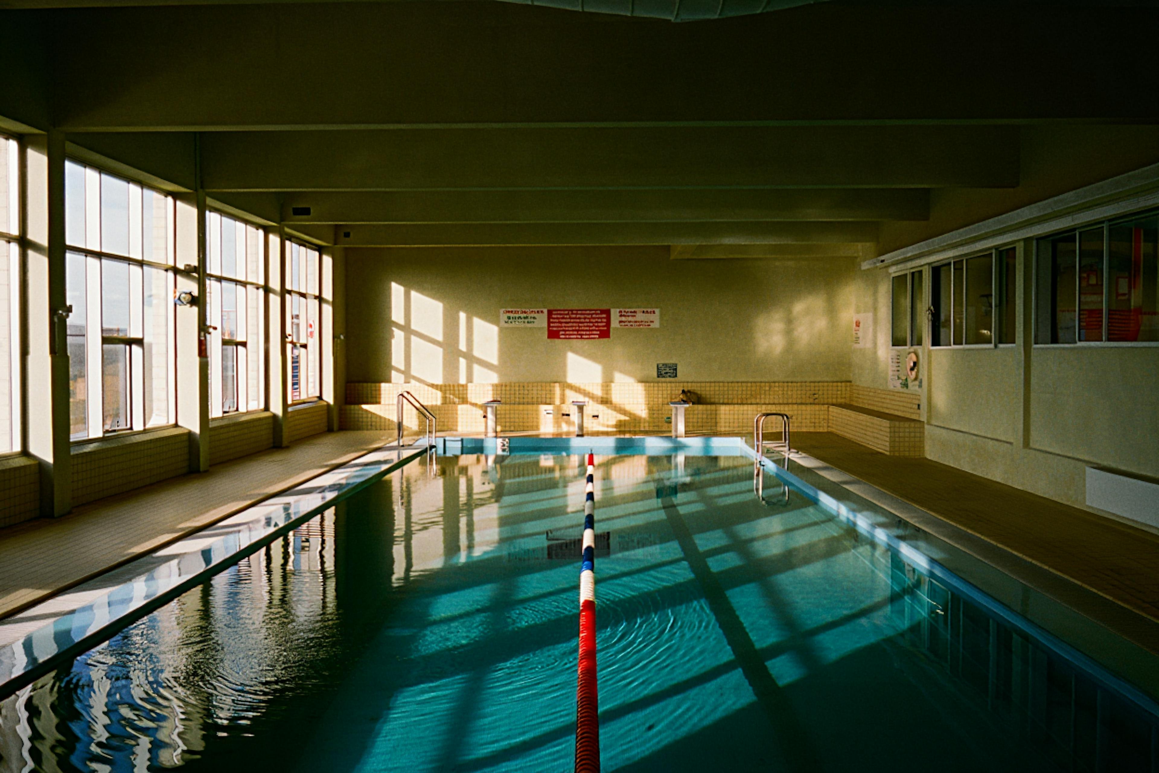 inside high school like pool with a sunny light