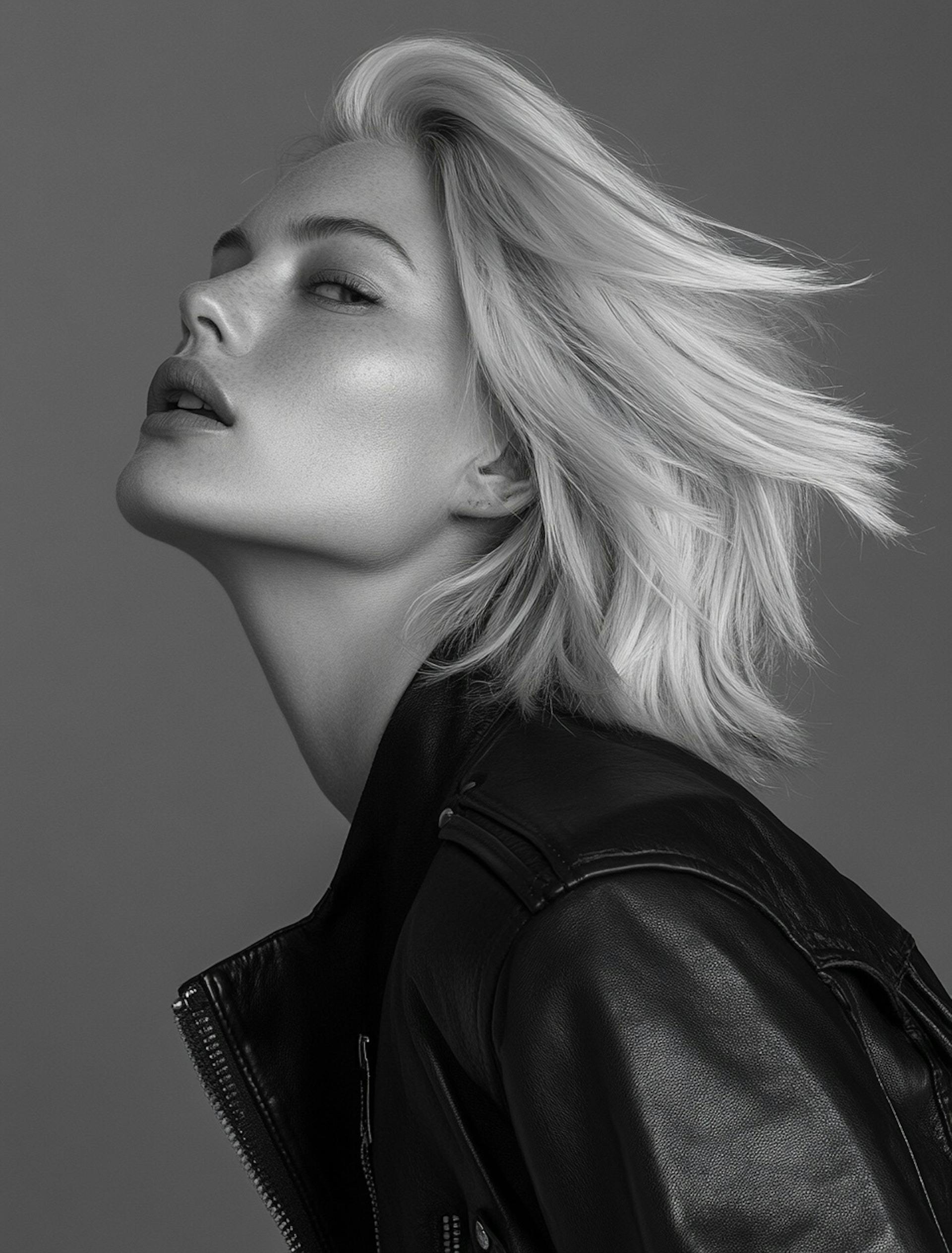 black and white portrait of a woman