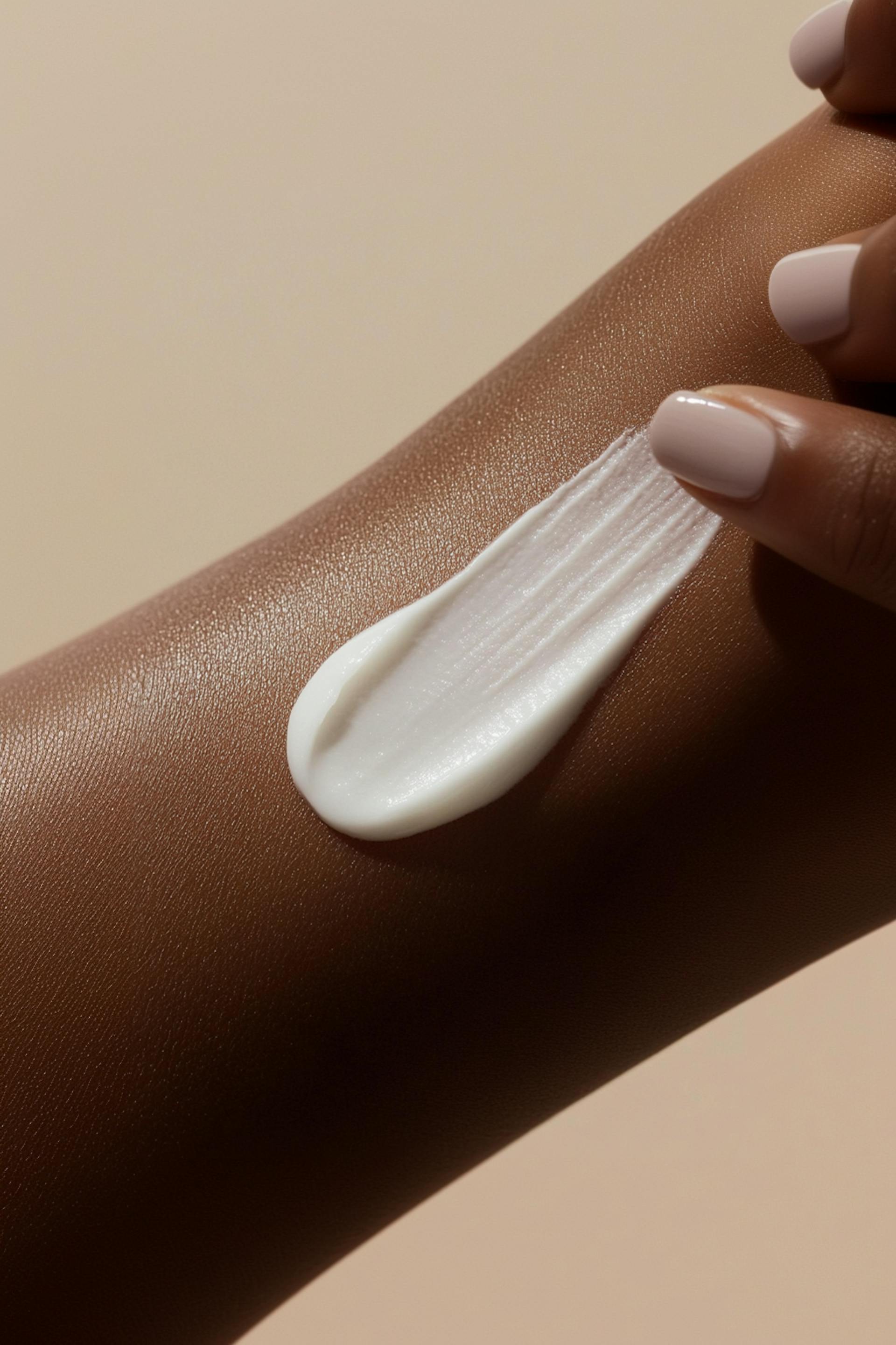 cream texture on a black skin