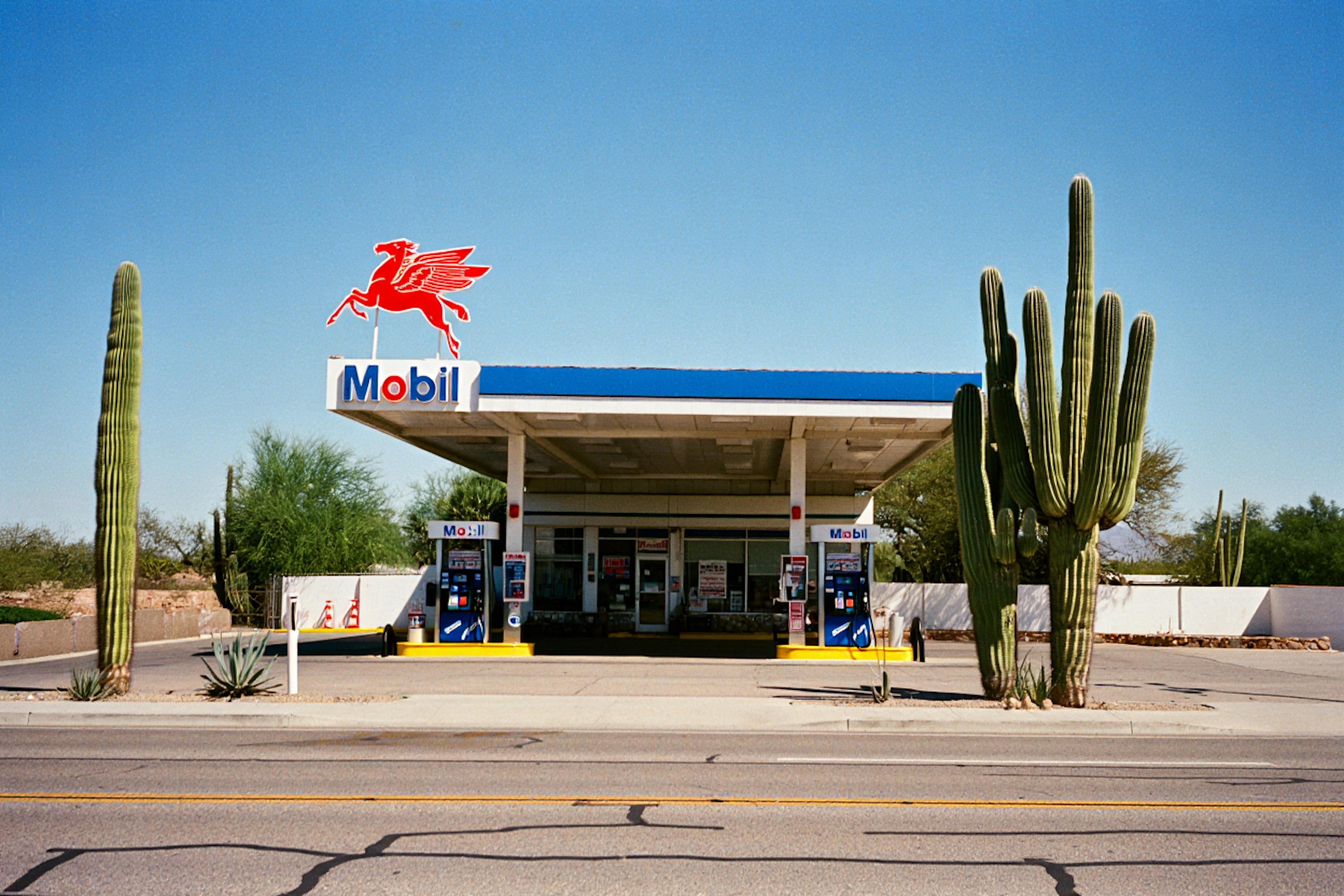 gaz station on the side of the road 