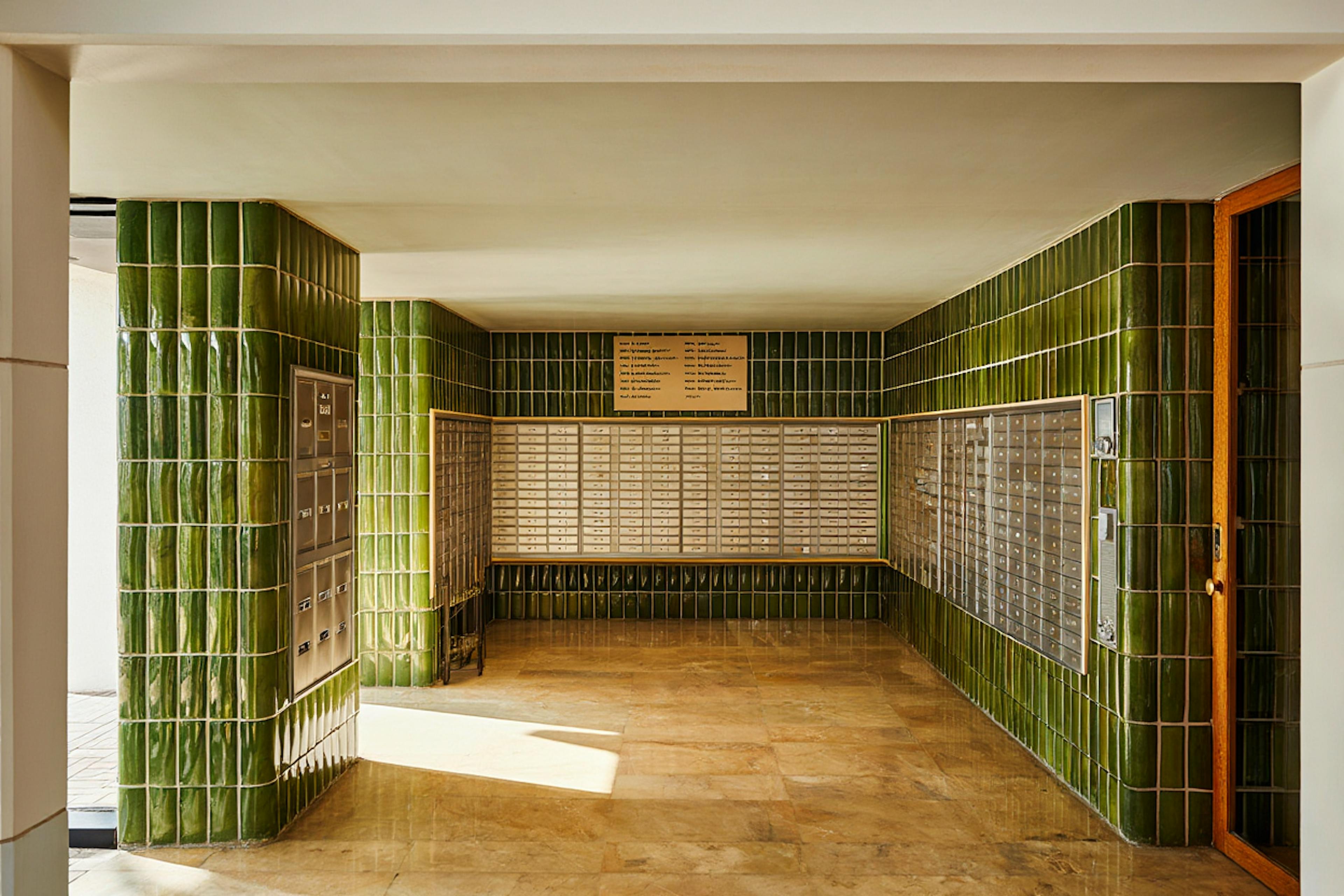 green hall of a building 