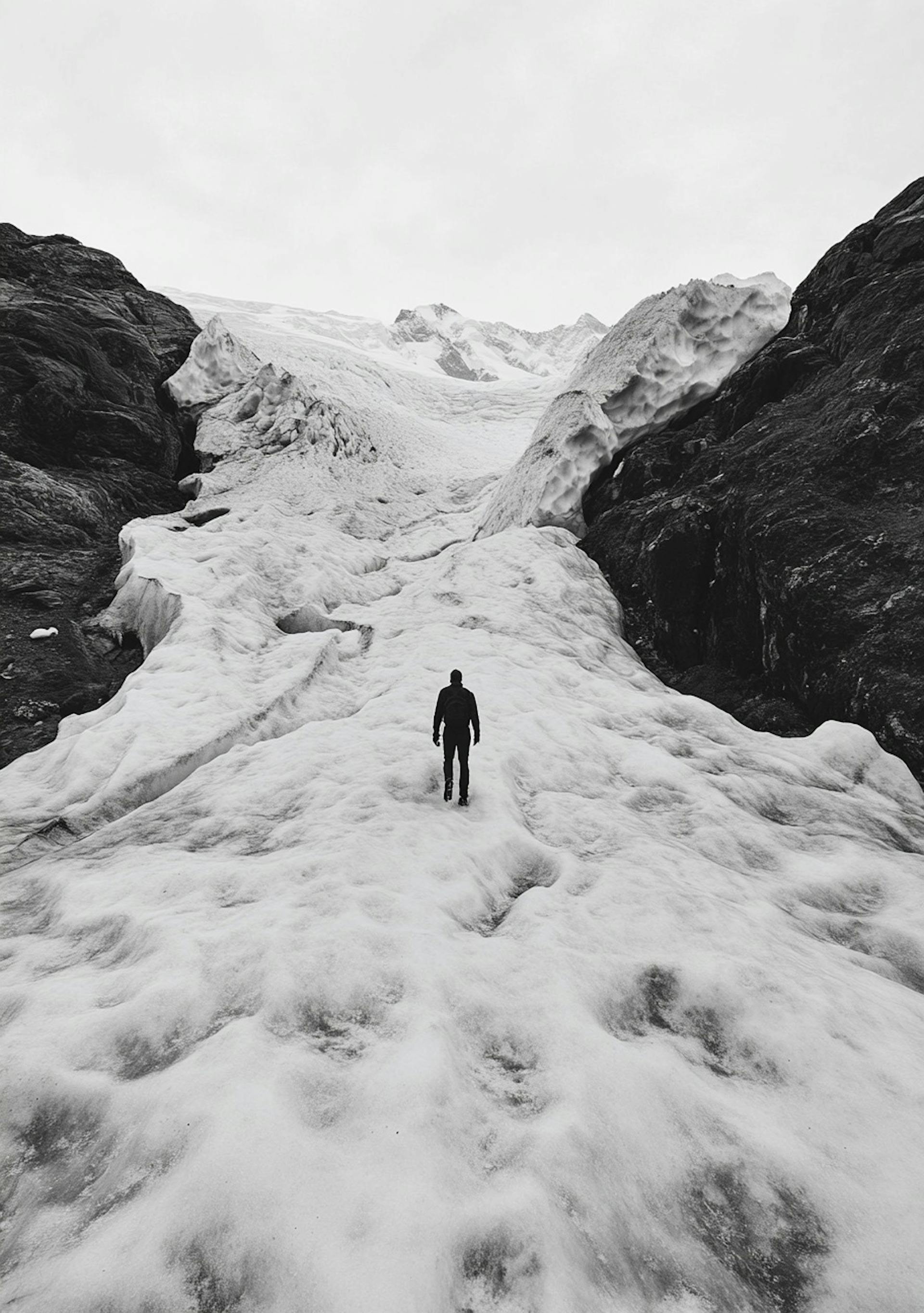 black and white picture of man walking on the beach 