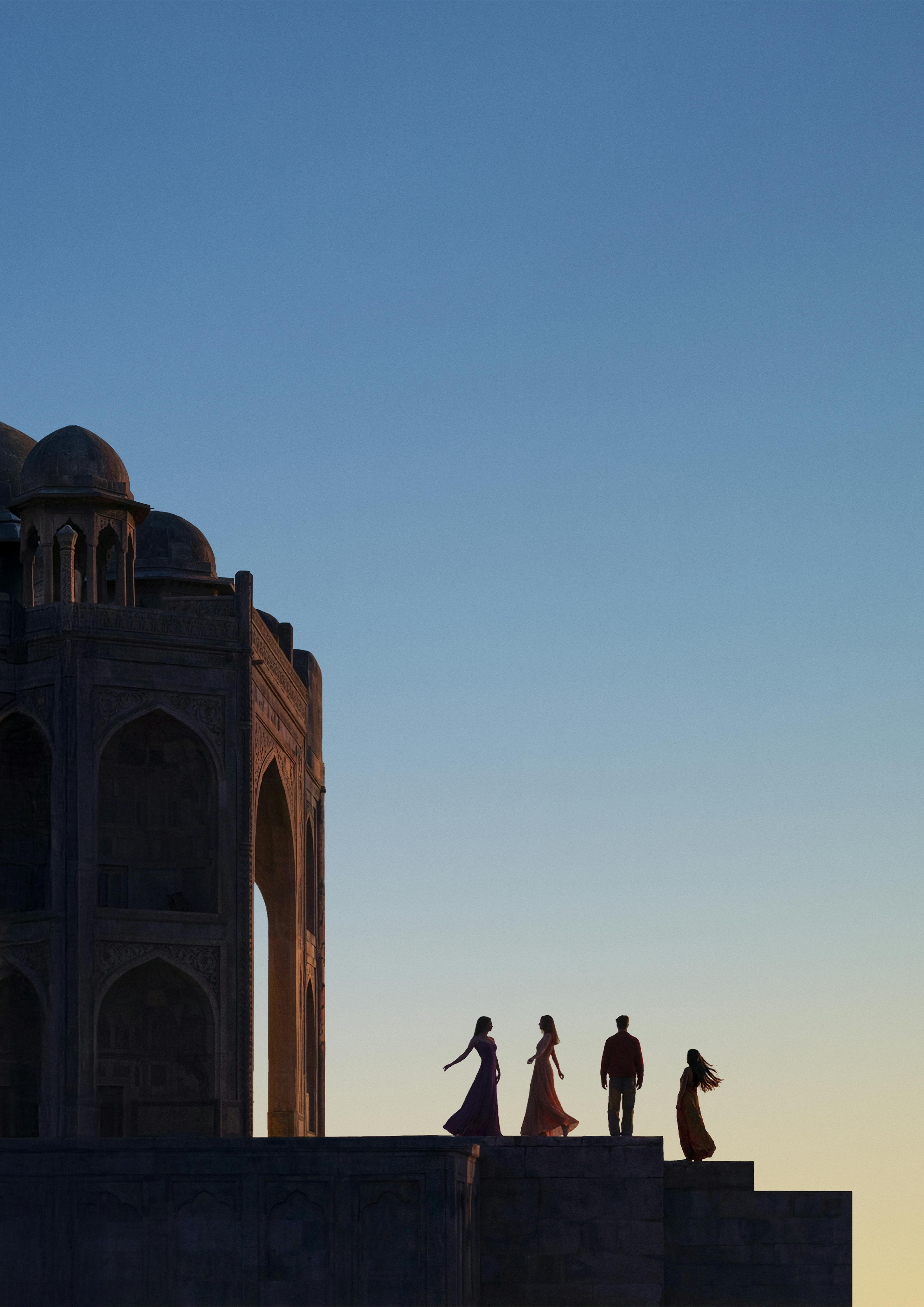 people dancing sunset