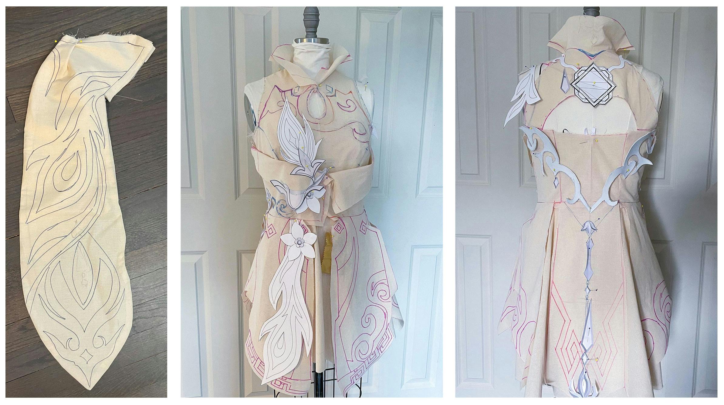 Keqing cosplay construction details pattern