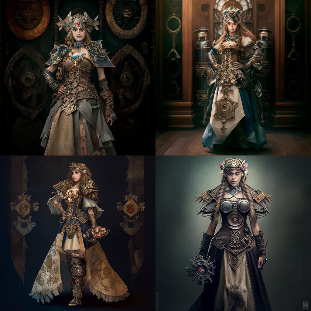 Midjourney AI generated image of steampunk zelda cosplay
