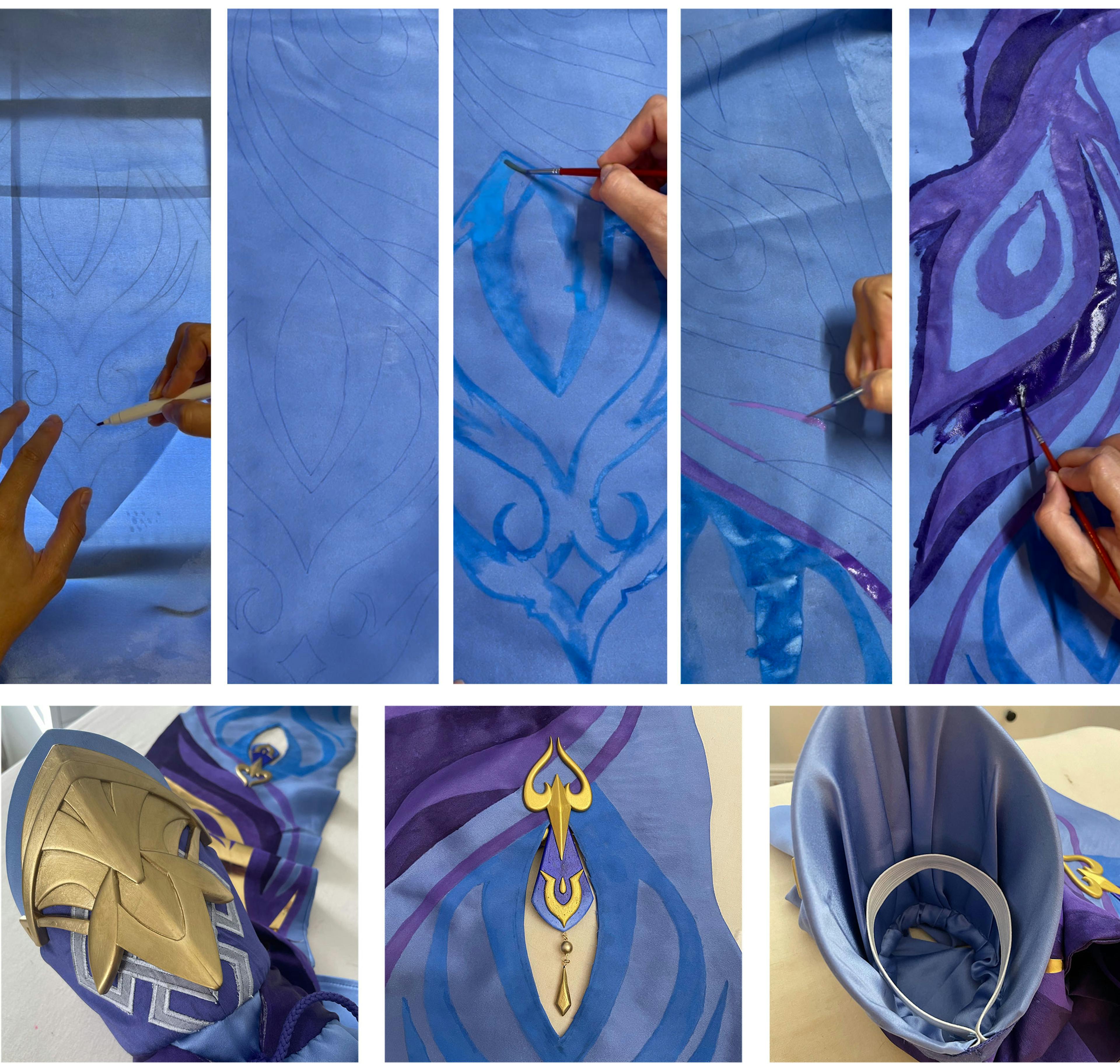 Keqing cosplay construction details sleeve painting