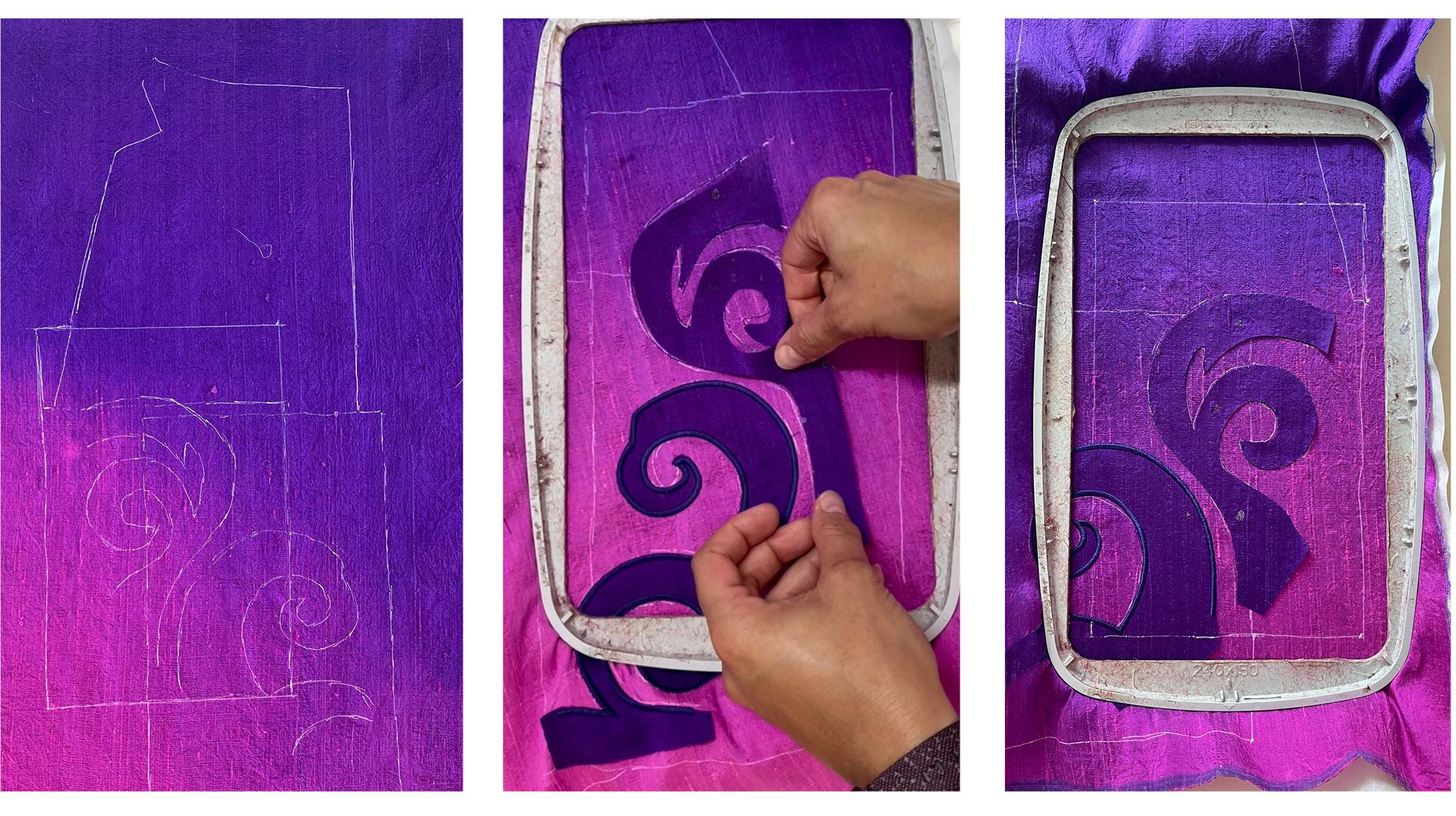 Keqing cosplay construction details embroidery placement