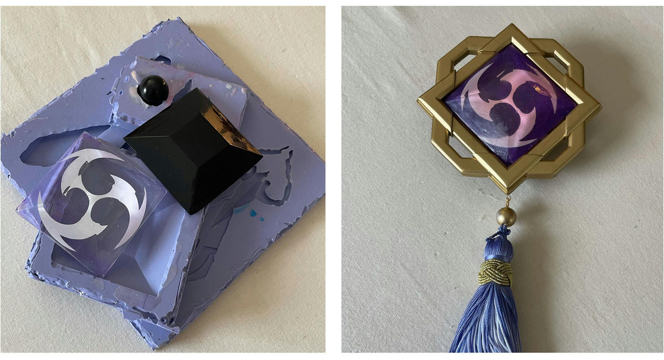 Keqing cosplay construction details silicone mold and resin cast
