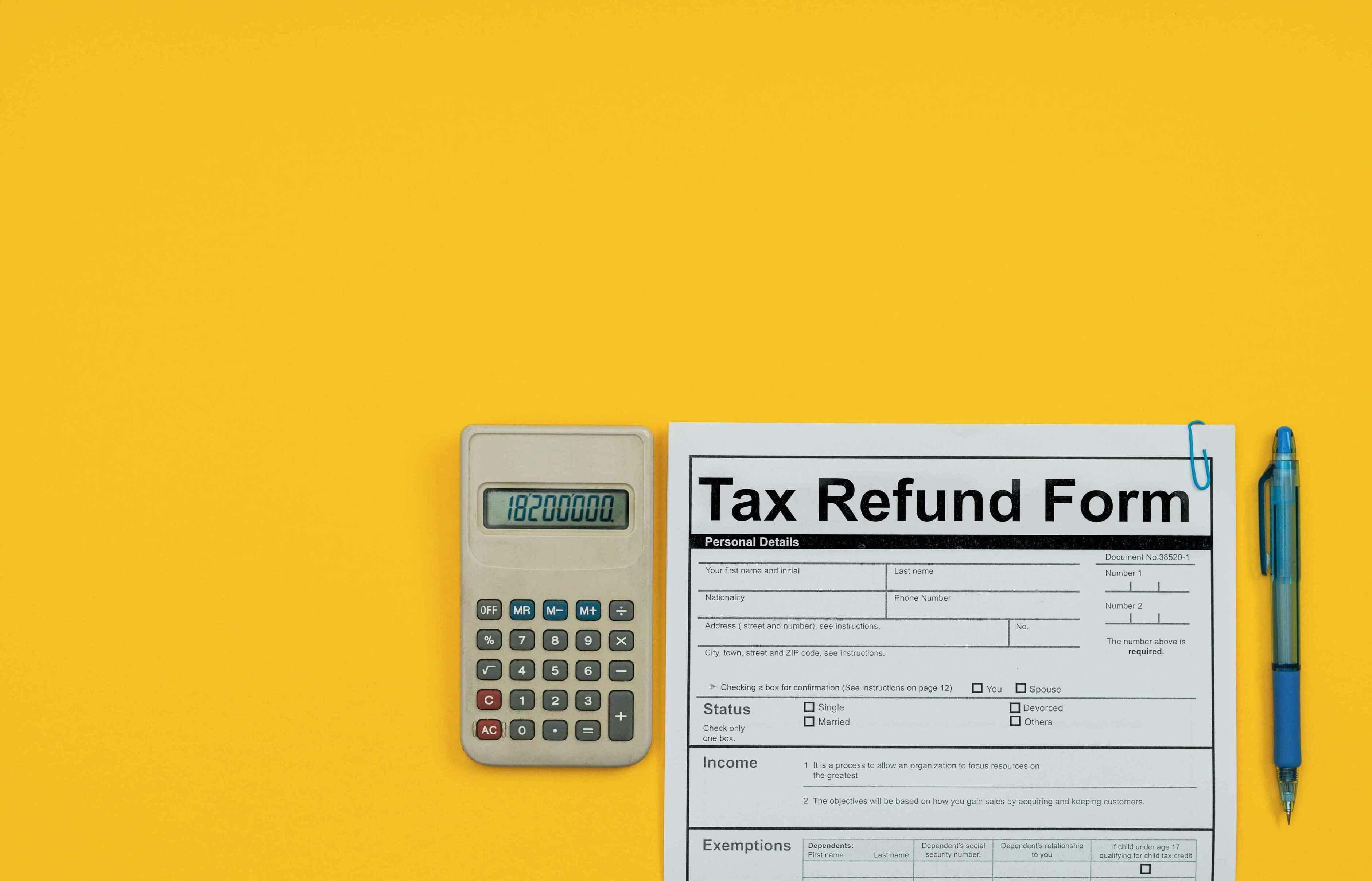 Picture of a tax refund form