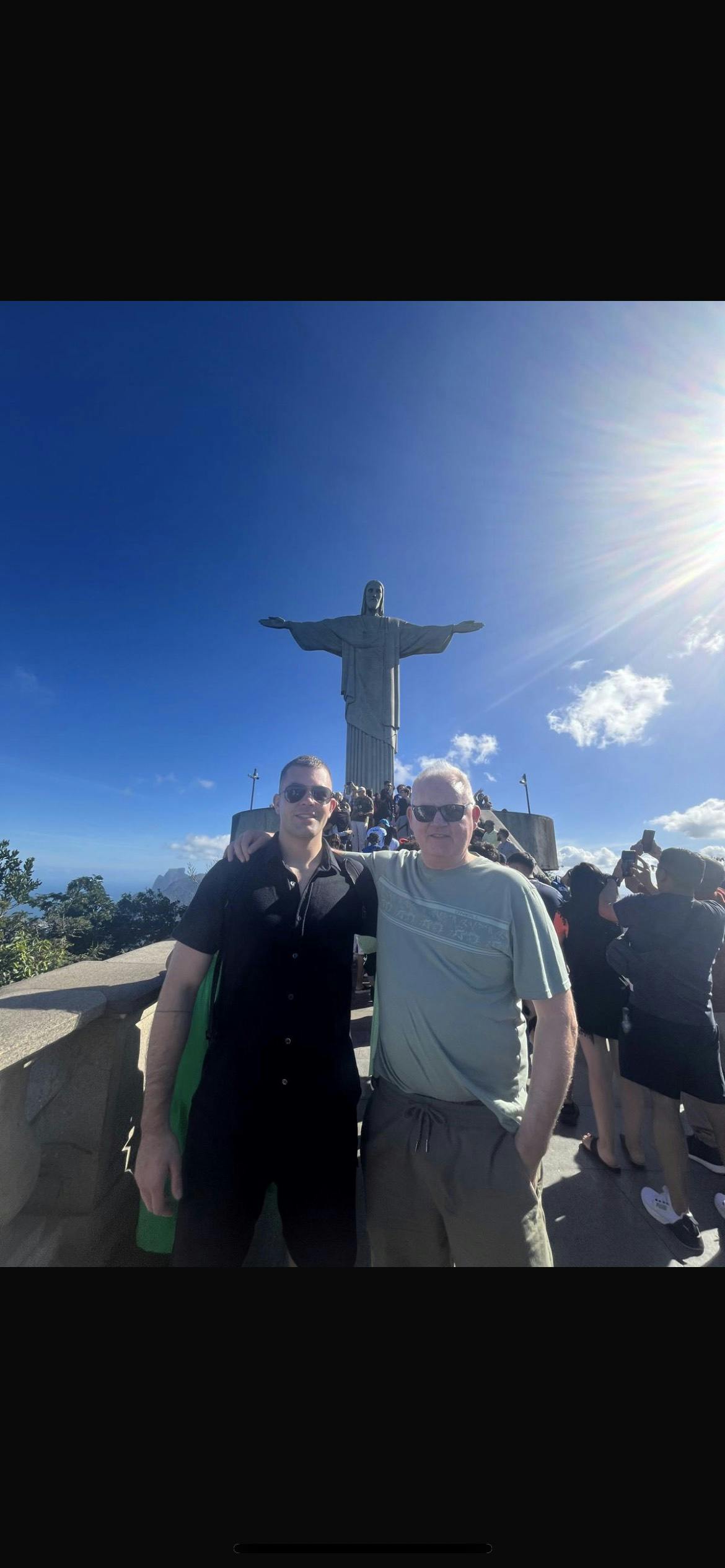 Damien and his Dad at the Christ the Redeemer statue in Rio de Janeiro