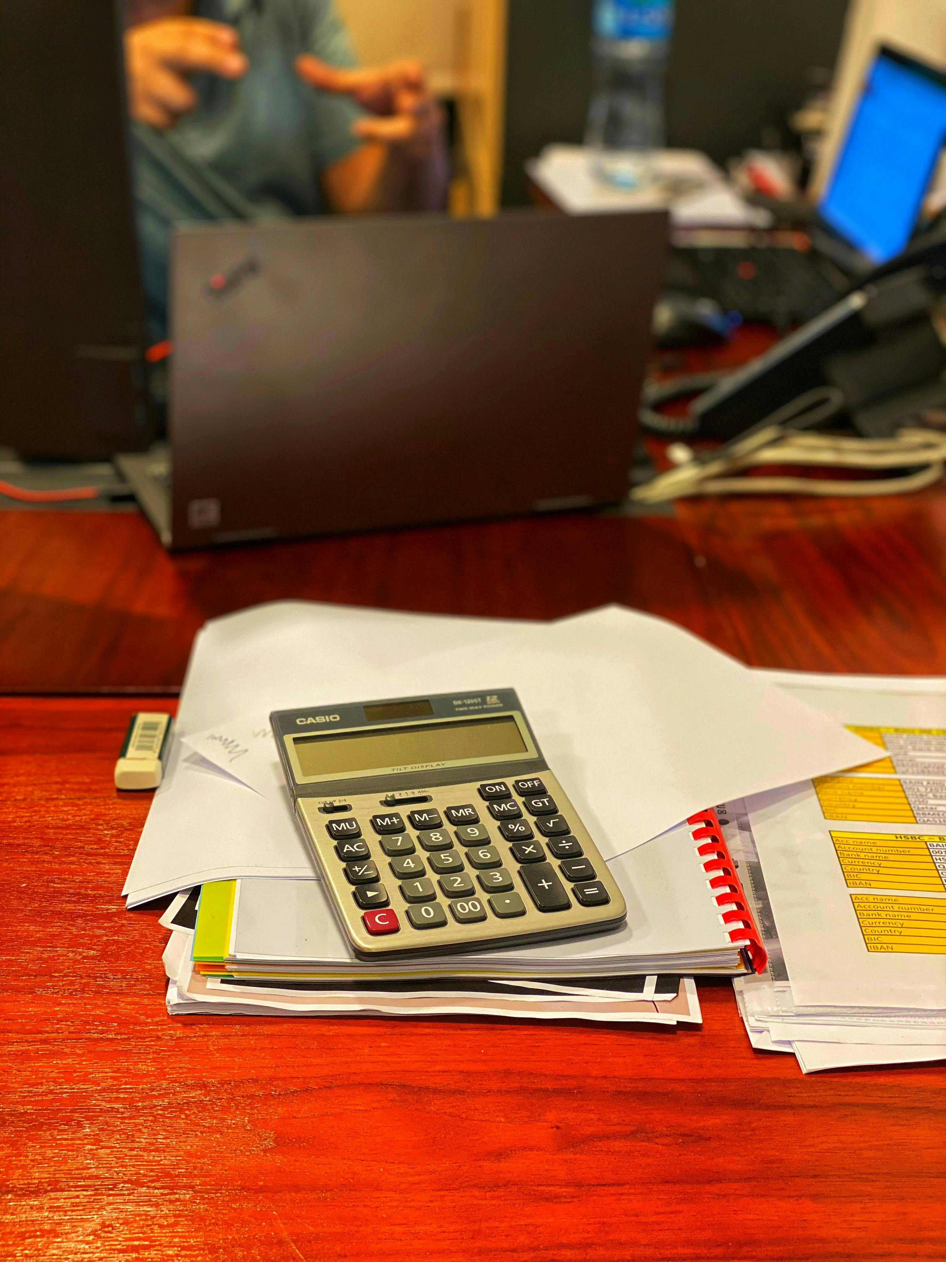 Picture of a calculator on a desk