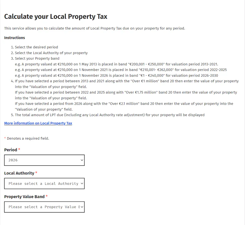 LPT Bands Ireland 2026: Property Tax Rates & Guide | Irish Tax Hub